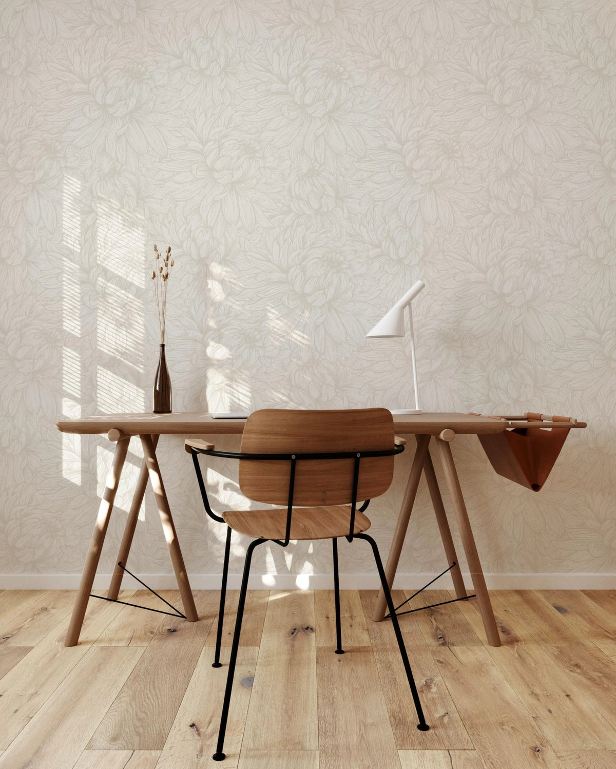 Chrysanthemum Flower Beige Wallpaper from Olive et Oriel where you can shop wallpaper and artworks online