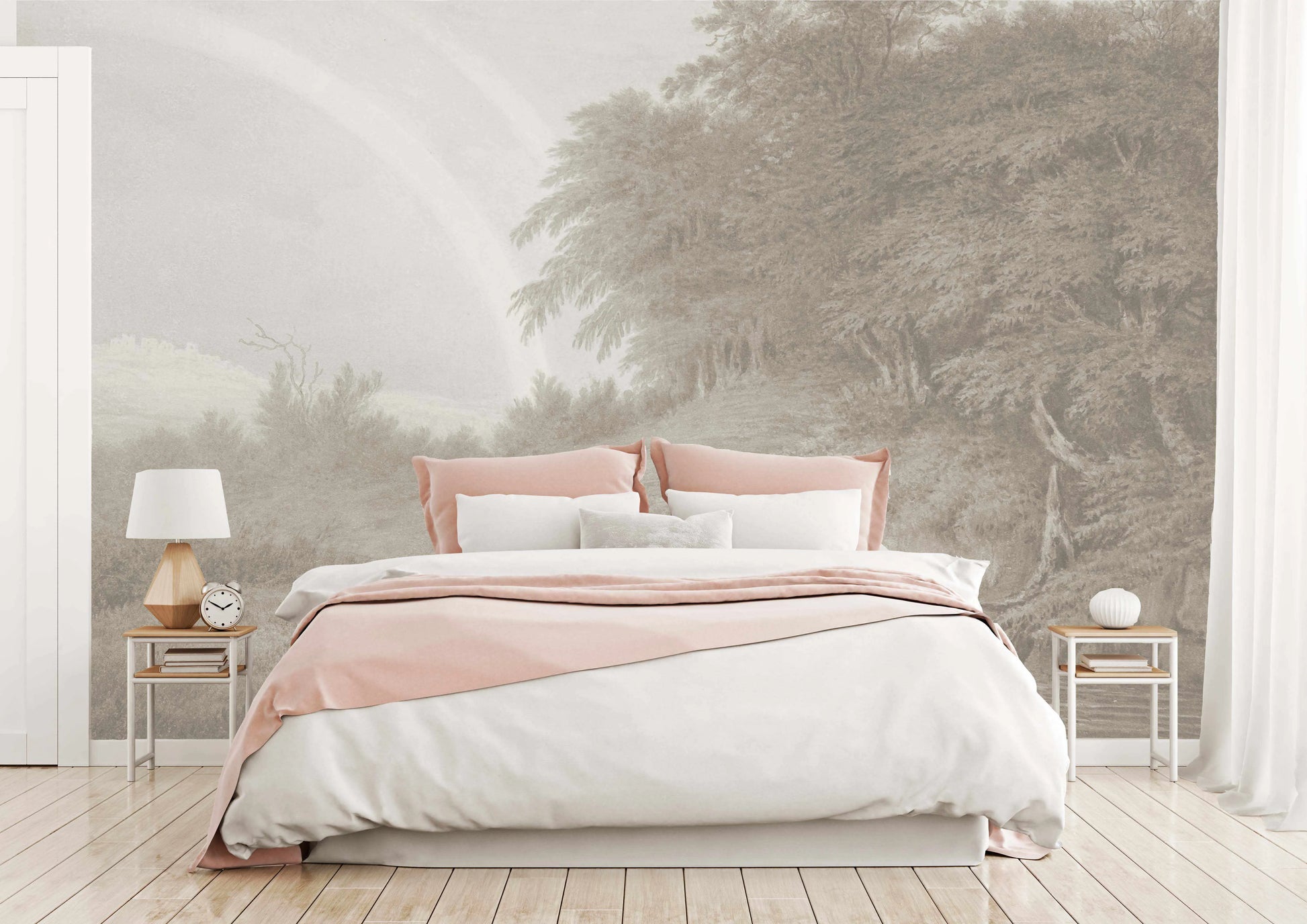 Riverside Rainbow Wallpaper Mural from Olive et Oriel where you can shop wallpaper and artworks online