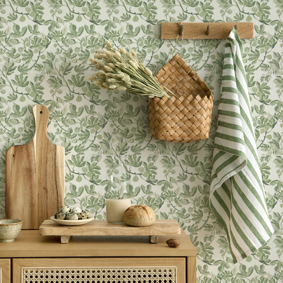Fig Leaf Luxe Wallpaper from Olive et Oriel where you can shop wallpaper and artworks online