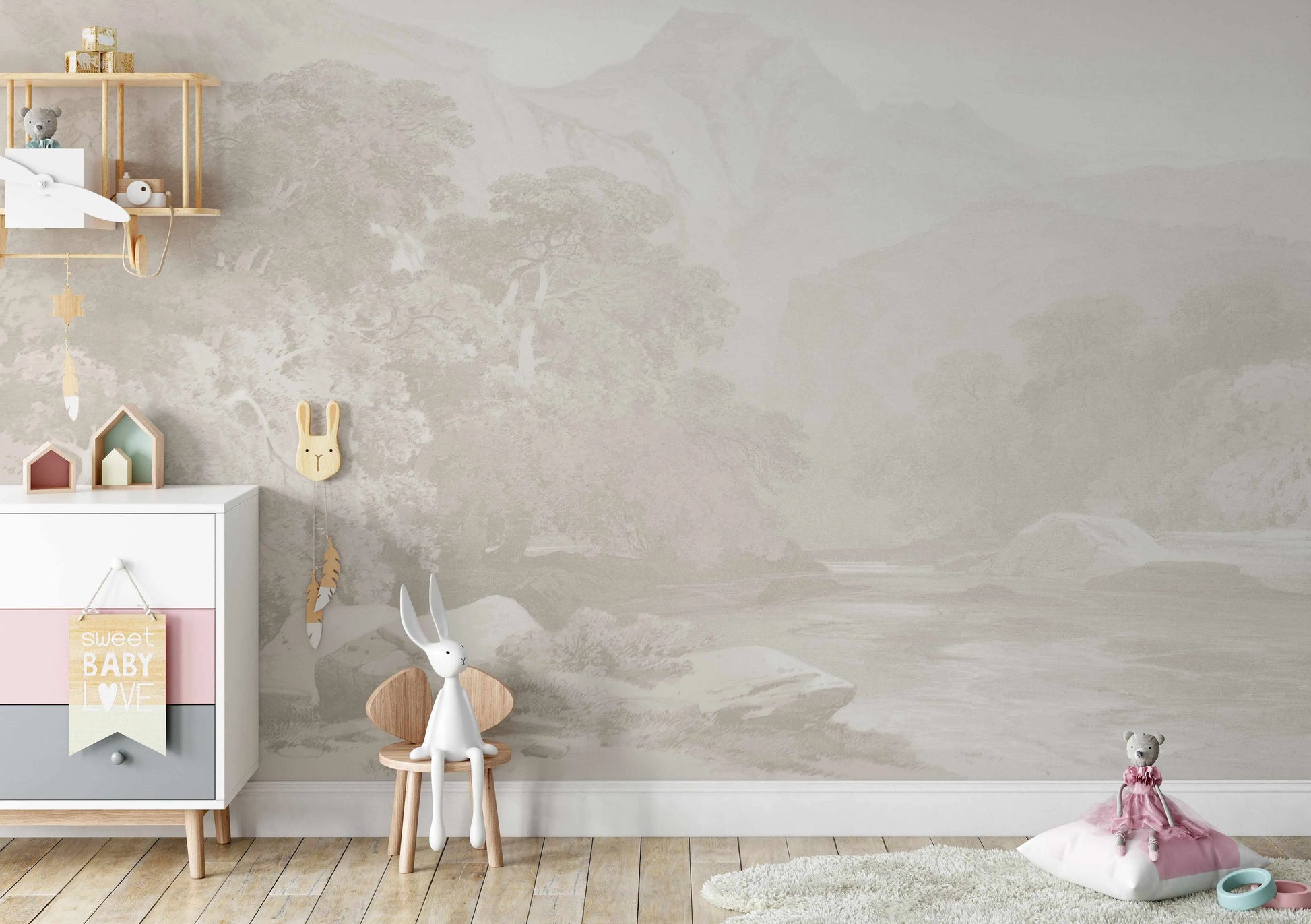 Bushland Mountain Stream Wallpaper Mural from Olive et Oriel where you can shop wallpaper and artworks online