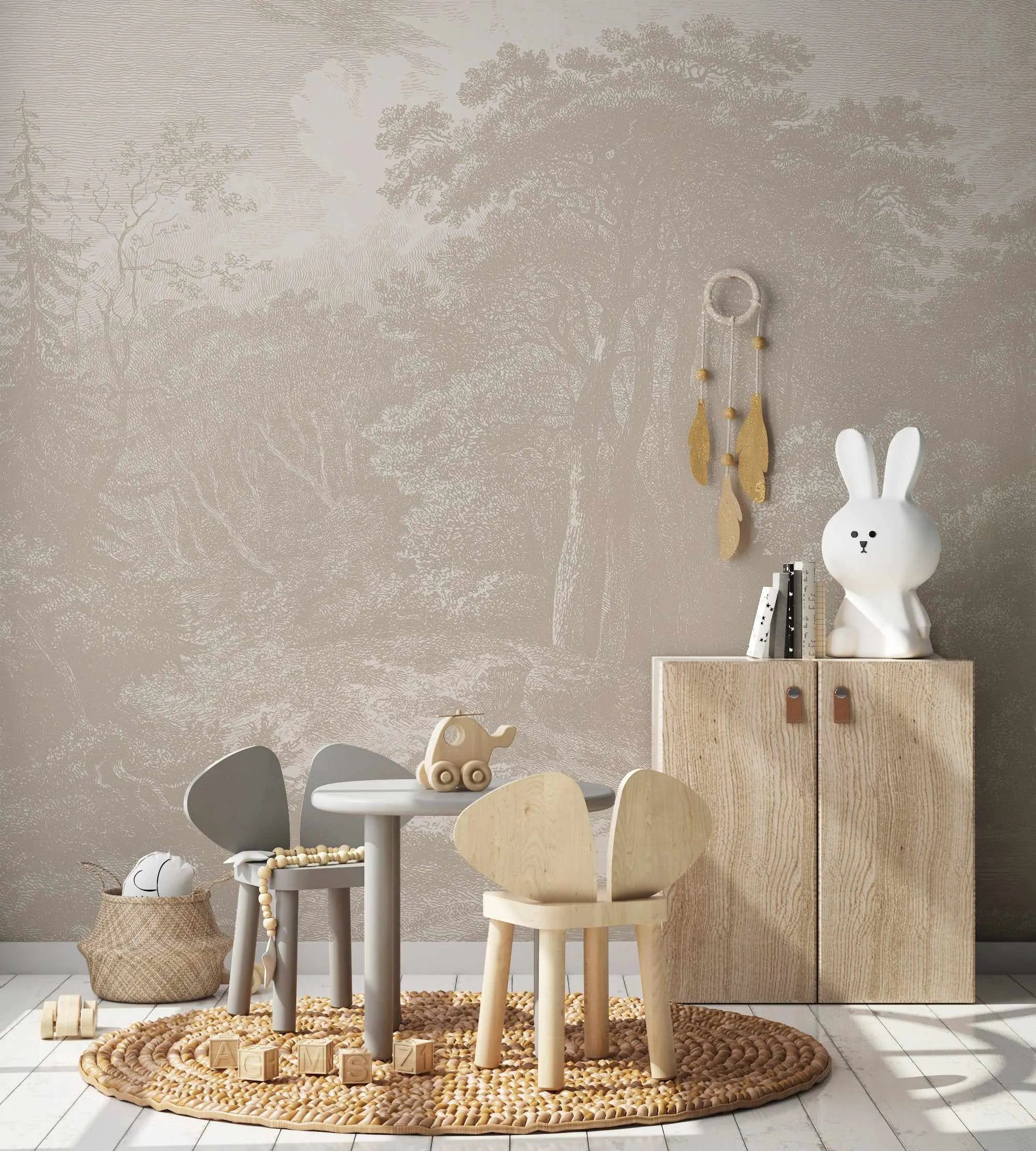Forest Walk Wallpaper Mural from Olive et Oriel where you can shop wallpaper and artworks online
