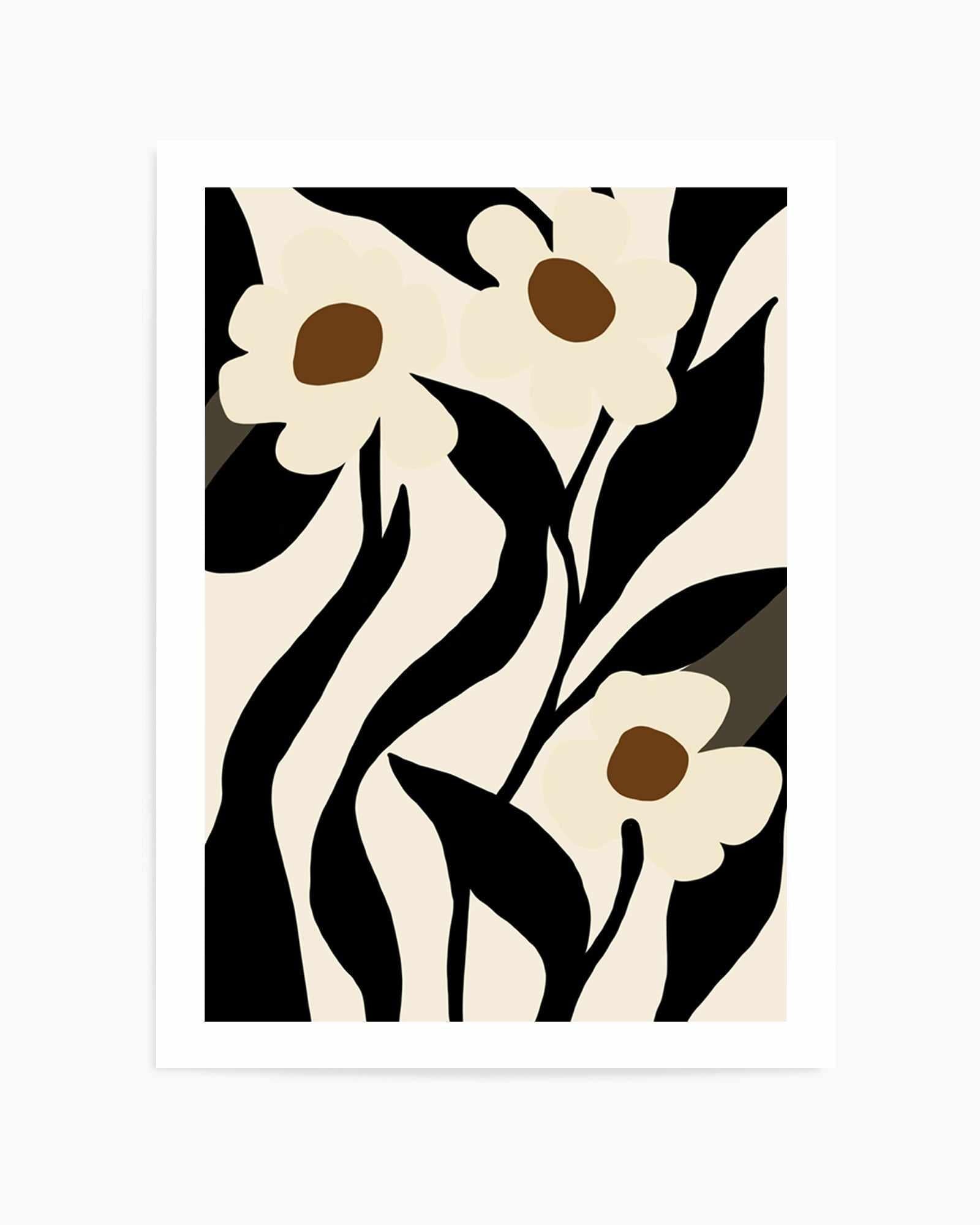 Stylized Floral In Black by Little Dean | Art Print from Olive et Oriel where you can shop wallpaper and artworks online