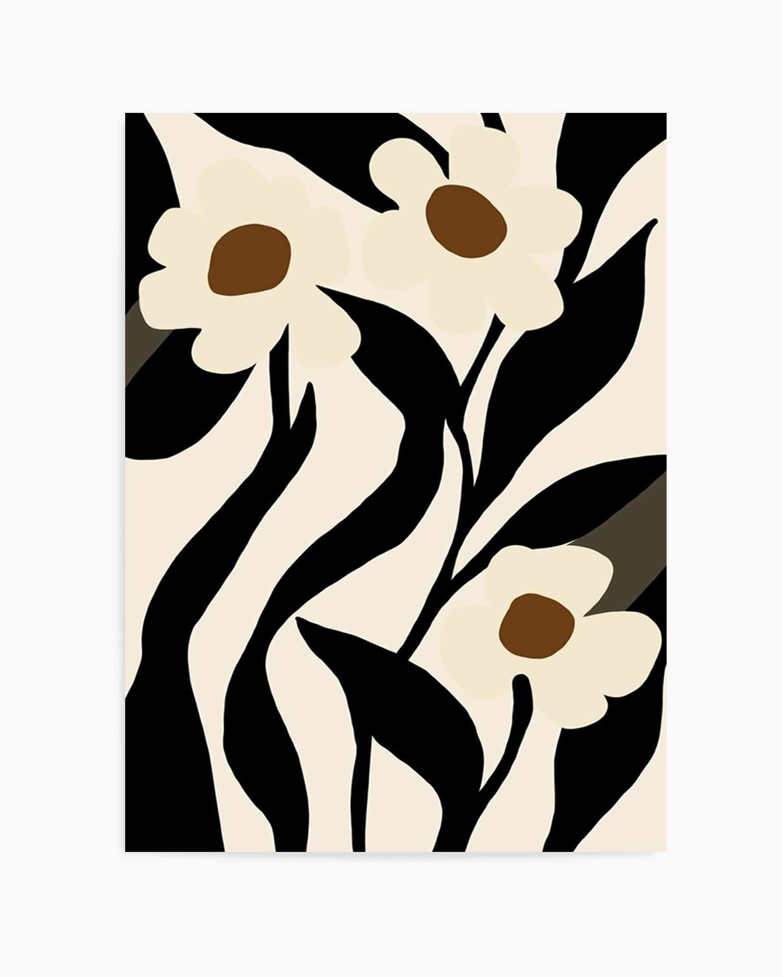 Stylized Floral In Black by Little Dean | Art Print from Olive et Oriel where you can shop wallpaper and artworks online
