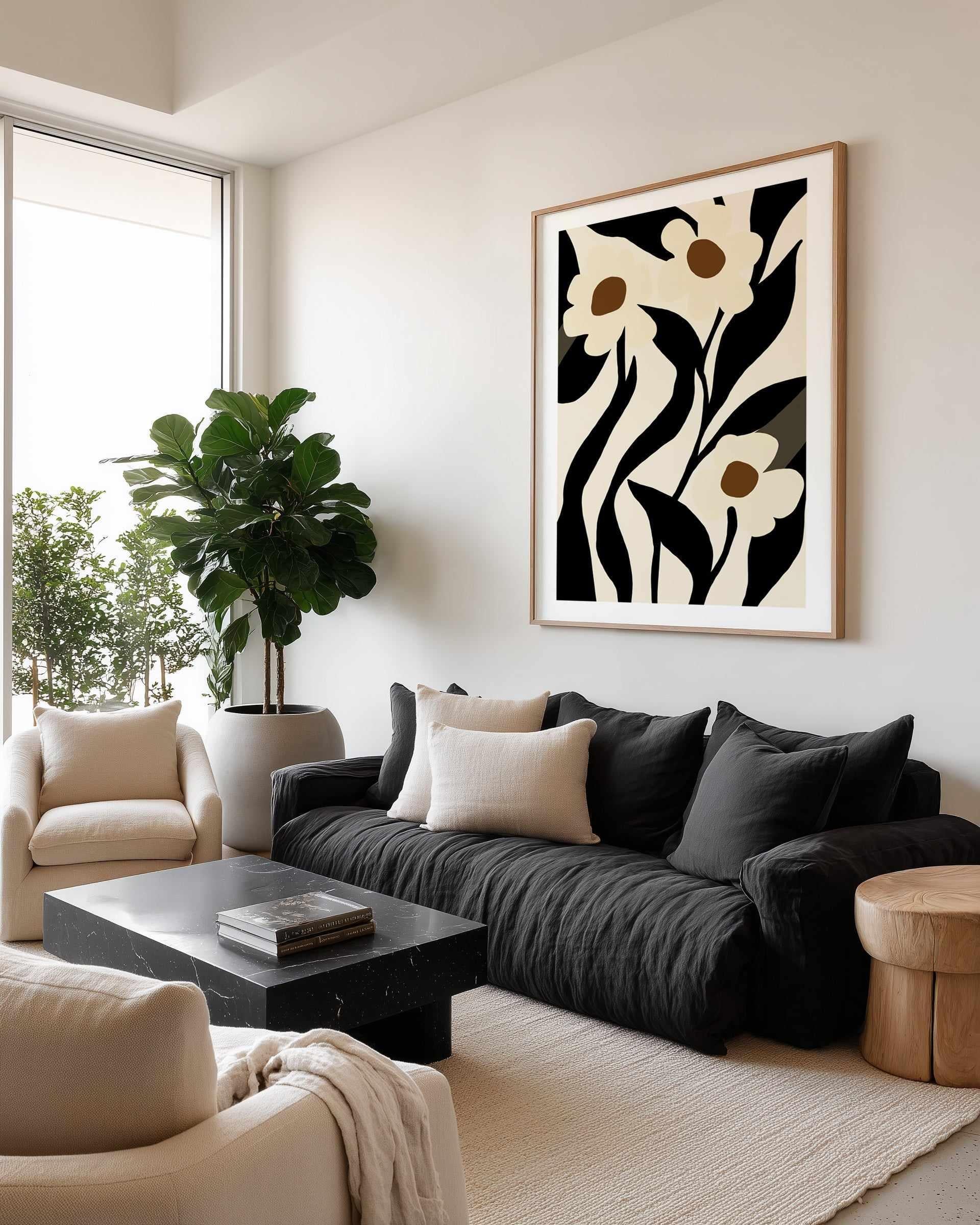 Stylized Floral In Black by Little Dean | Art Print from Olive et Oriel where you can shop wallpaper and artworks online