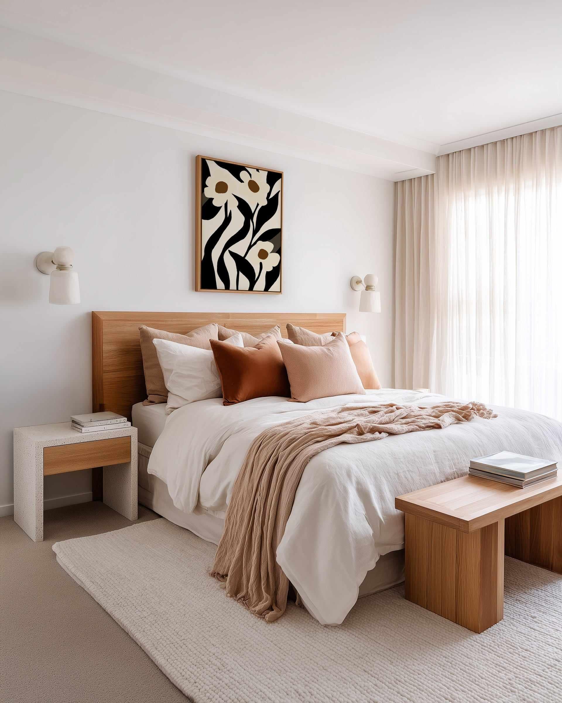 Stylized Floral In Black by Little Dean | Framed Canvas Art Print from Olive et Oriel where you can shop wallpaper and artworks online