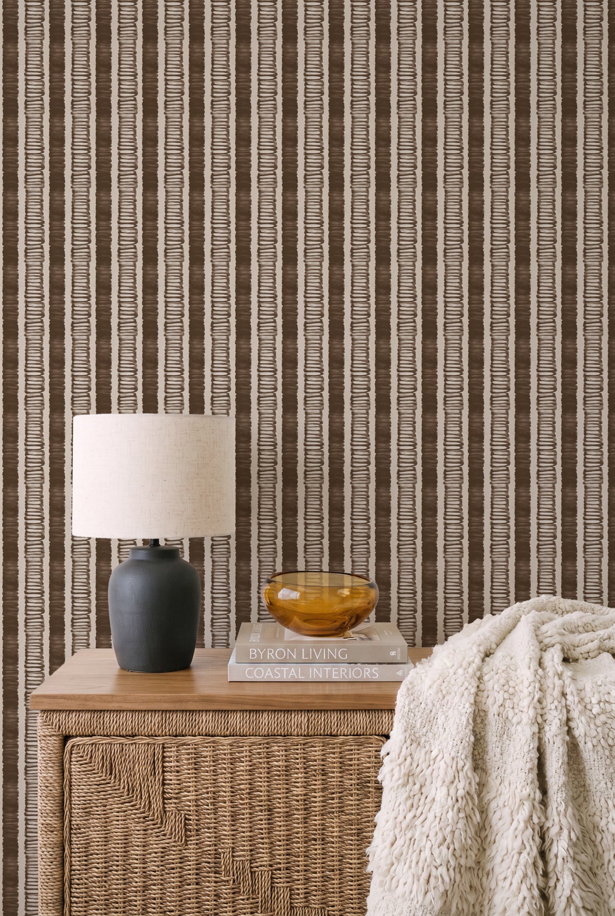 Sumi Stripe in Brown Wallpaper
