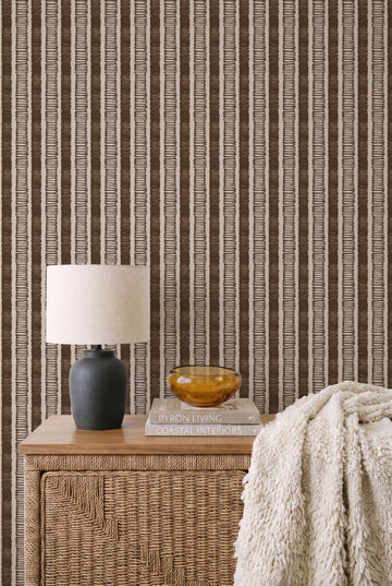 Sumi Stripe in Brown Wallpaper