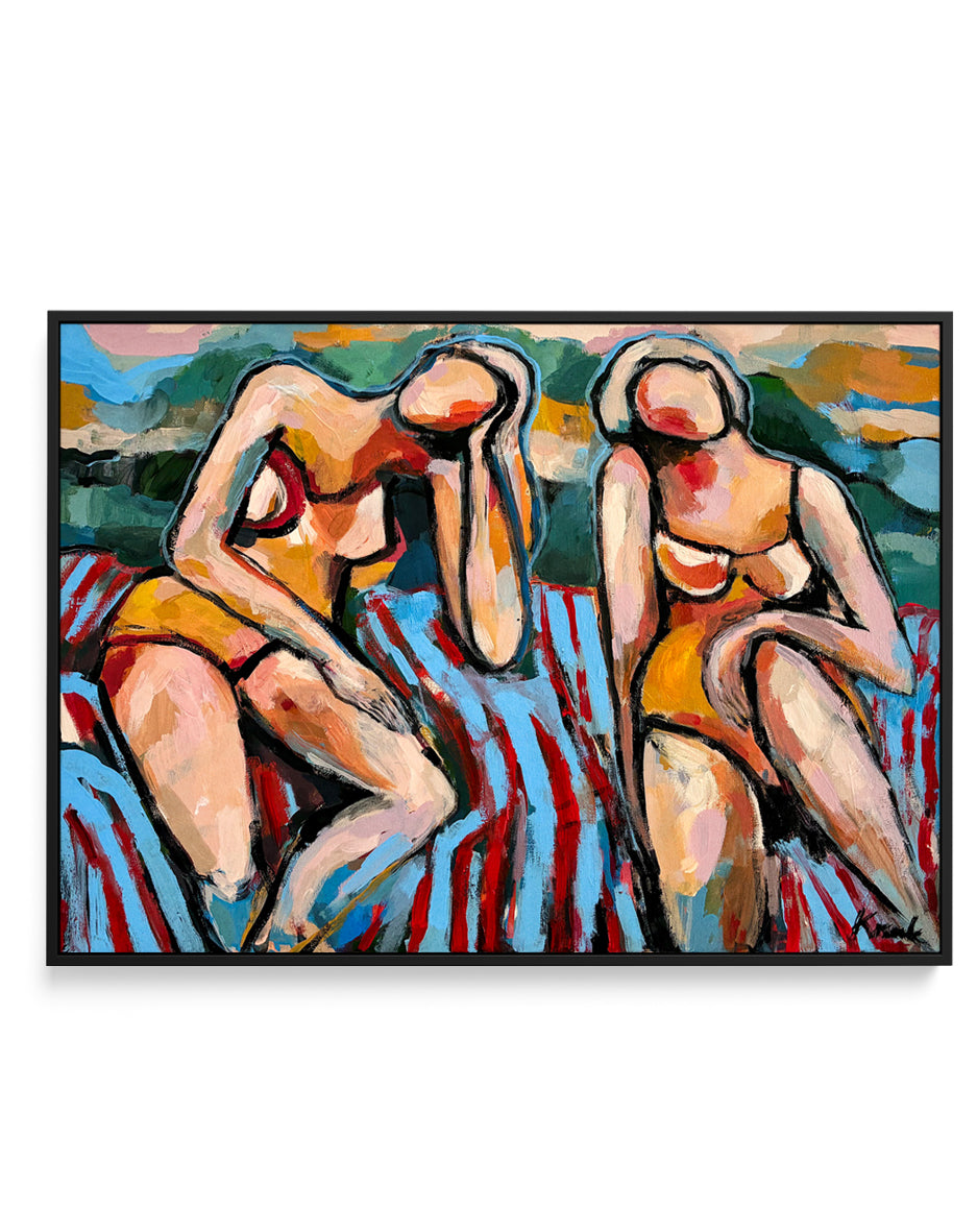 Summer Beach Lounging by Magdalena Krzak | Framed Canvas Art Print
