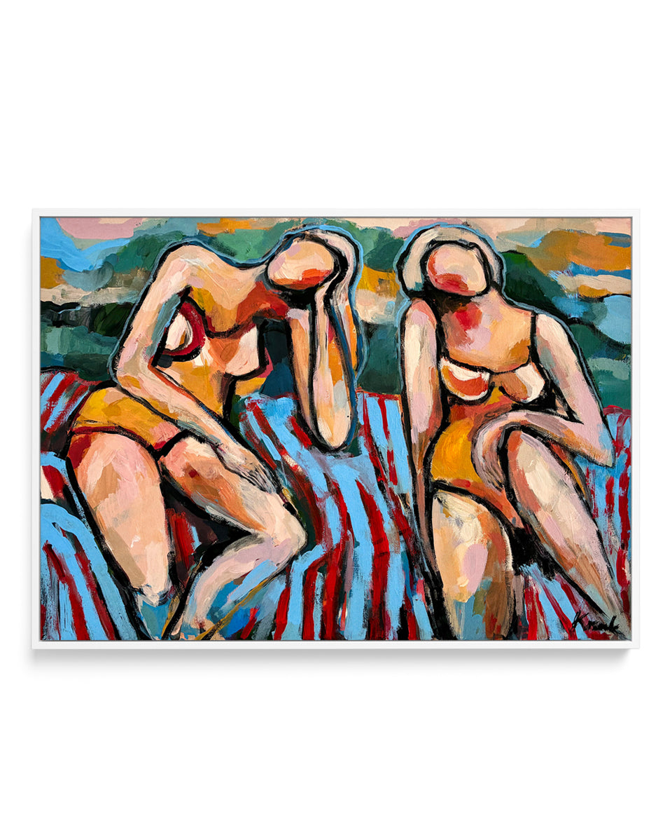 Summer Beach Lounging by Magdalena Krzak | Framed Canvas Art Print