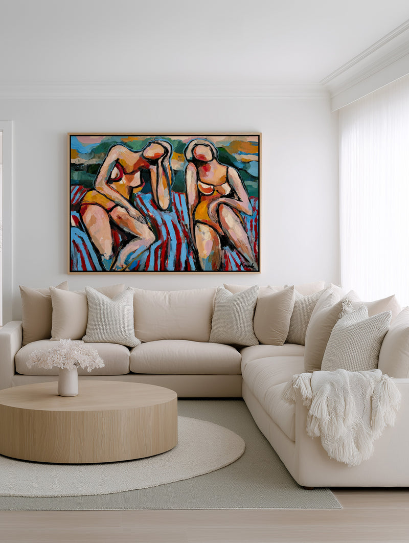 Summer Beach Lounging by Magdalena Krzak | Framed Canvas Art Print