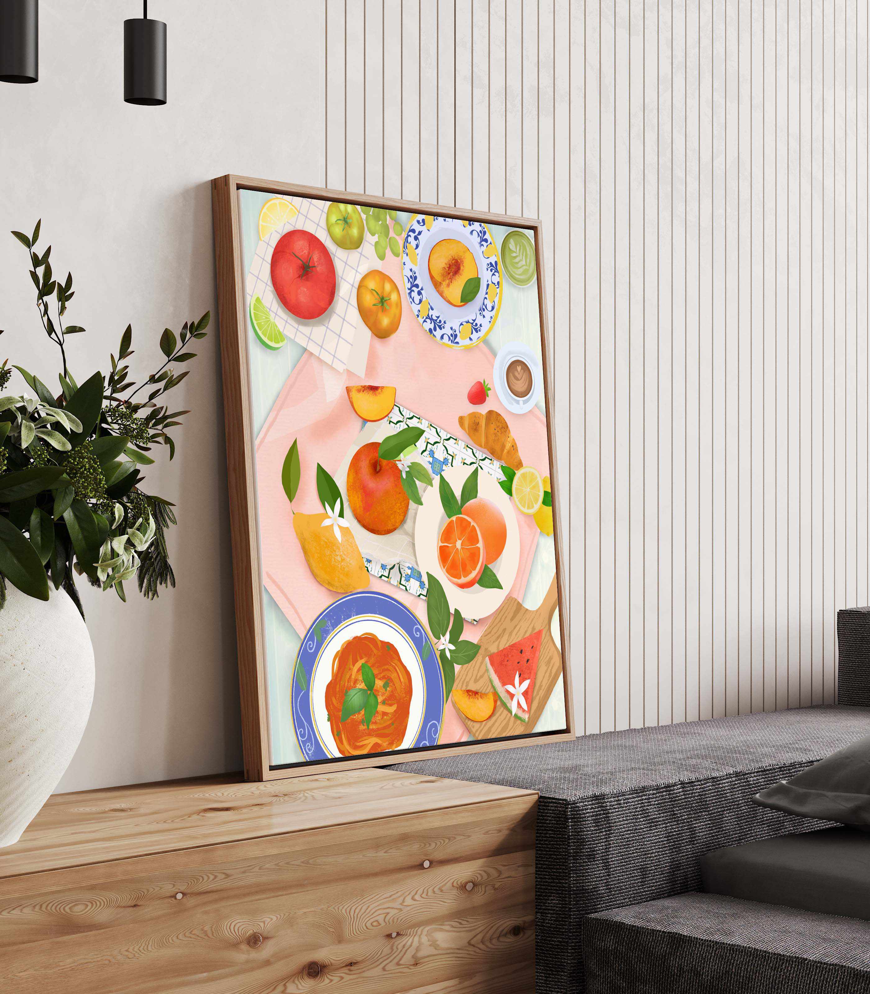 Summer Brunch by Petra Lizde | Framed Canvas Art Print