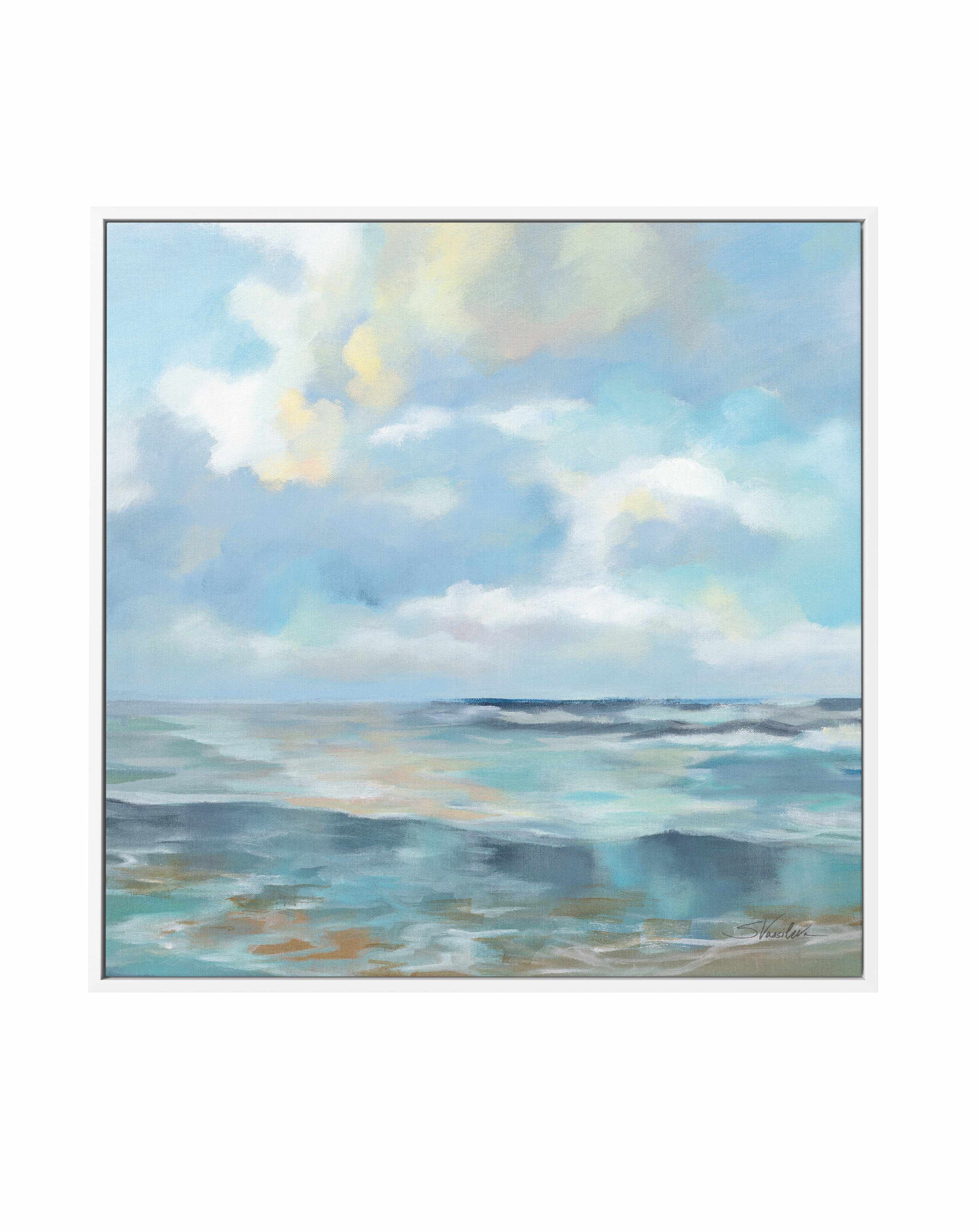 Summer Clouds Light Sq | Framed Canvas Art Print