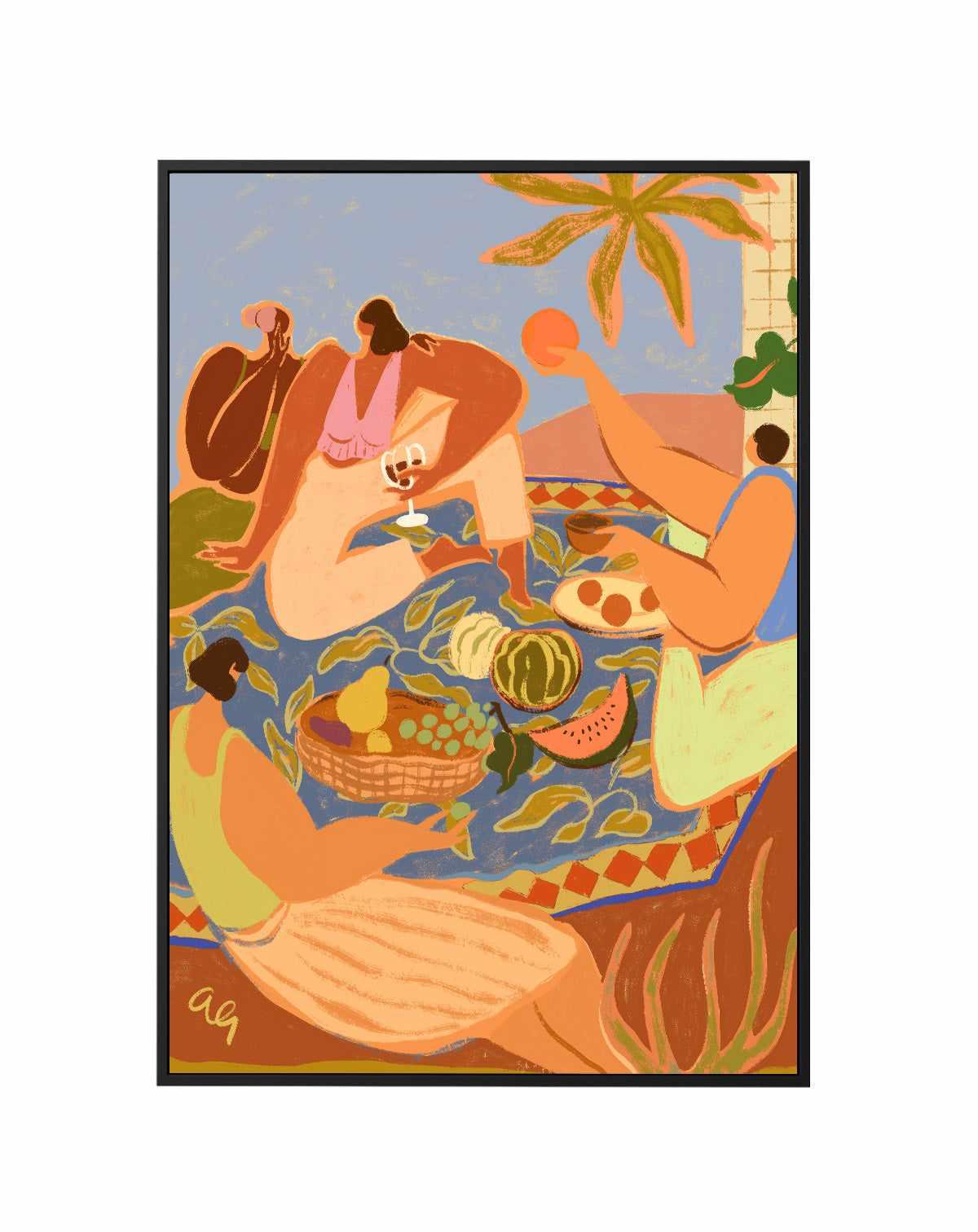 Summer Picnic by Arty Guava | Framed Canvas Art Print from Olive et Oriel where you can shop wallpaper and artworks online