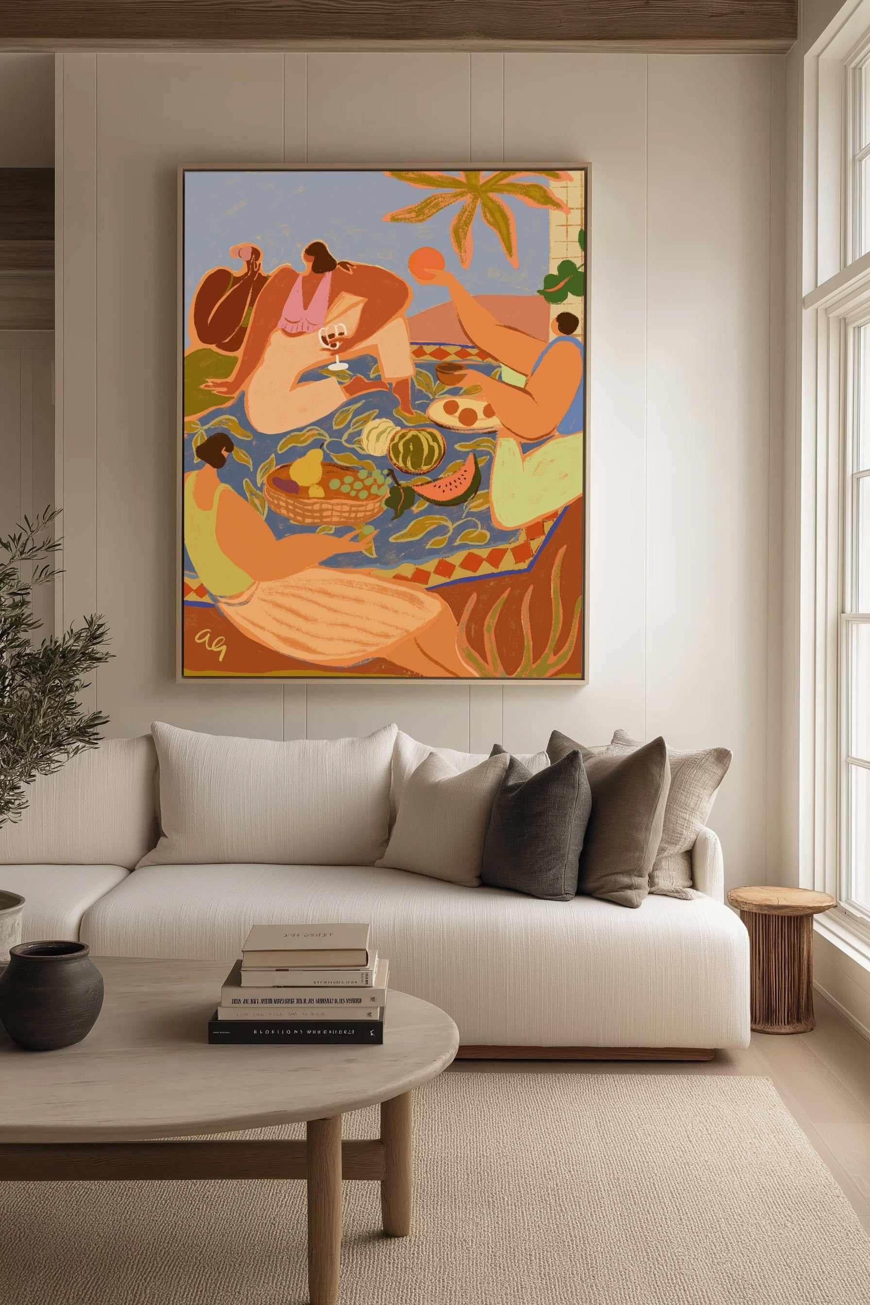 Summer Picnic by Arty Guava | Framed Canvas Art Print from Olive et Oriel where you can shop wallpaper and artworks online