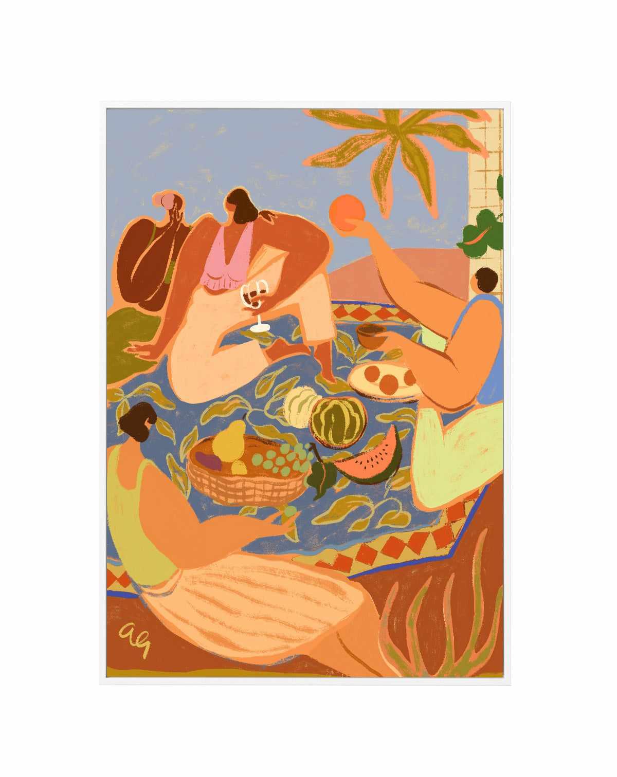 Summer Picnic by Arty Guava | Framed Canvas Art Print from Olive et Oriel where you can shop wallpaper and artworks online