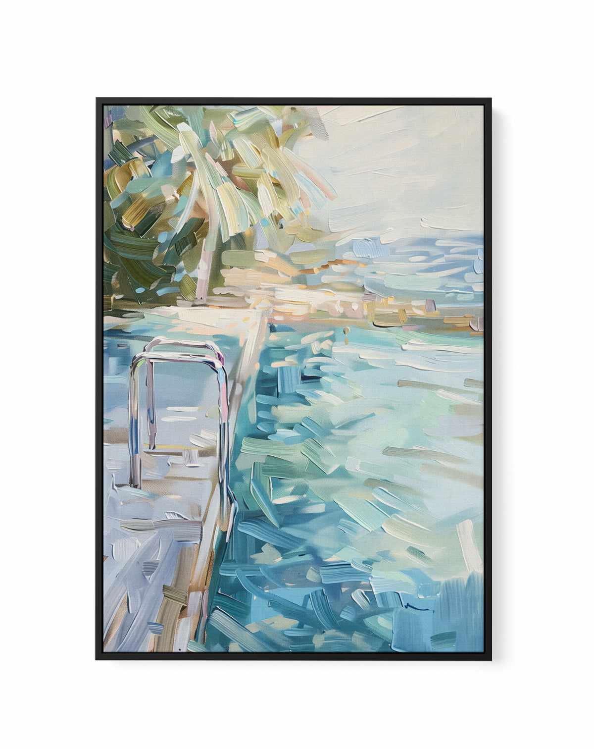 Summer Pool View No II | Framed Canvas Art Print