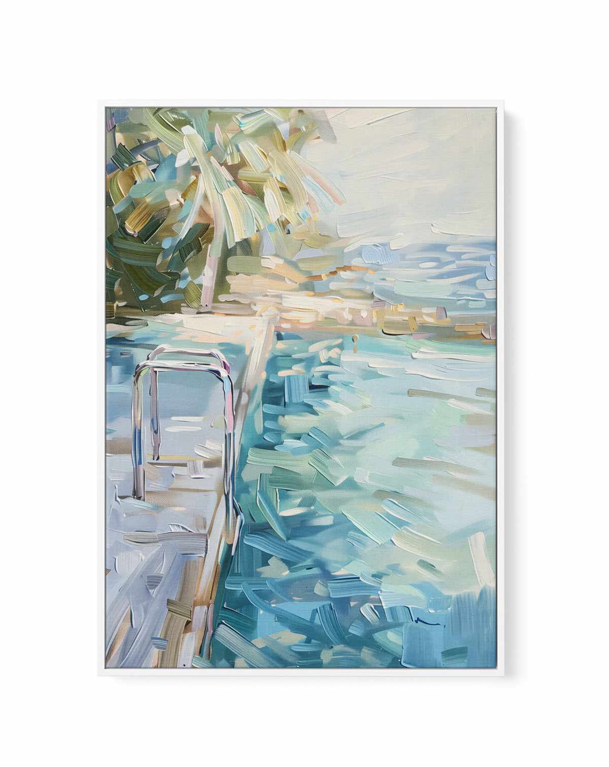 Summer Pool View No II | Framed Canvas Art Print