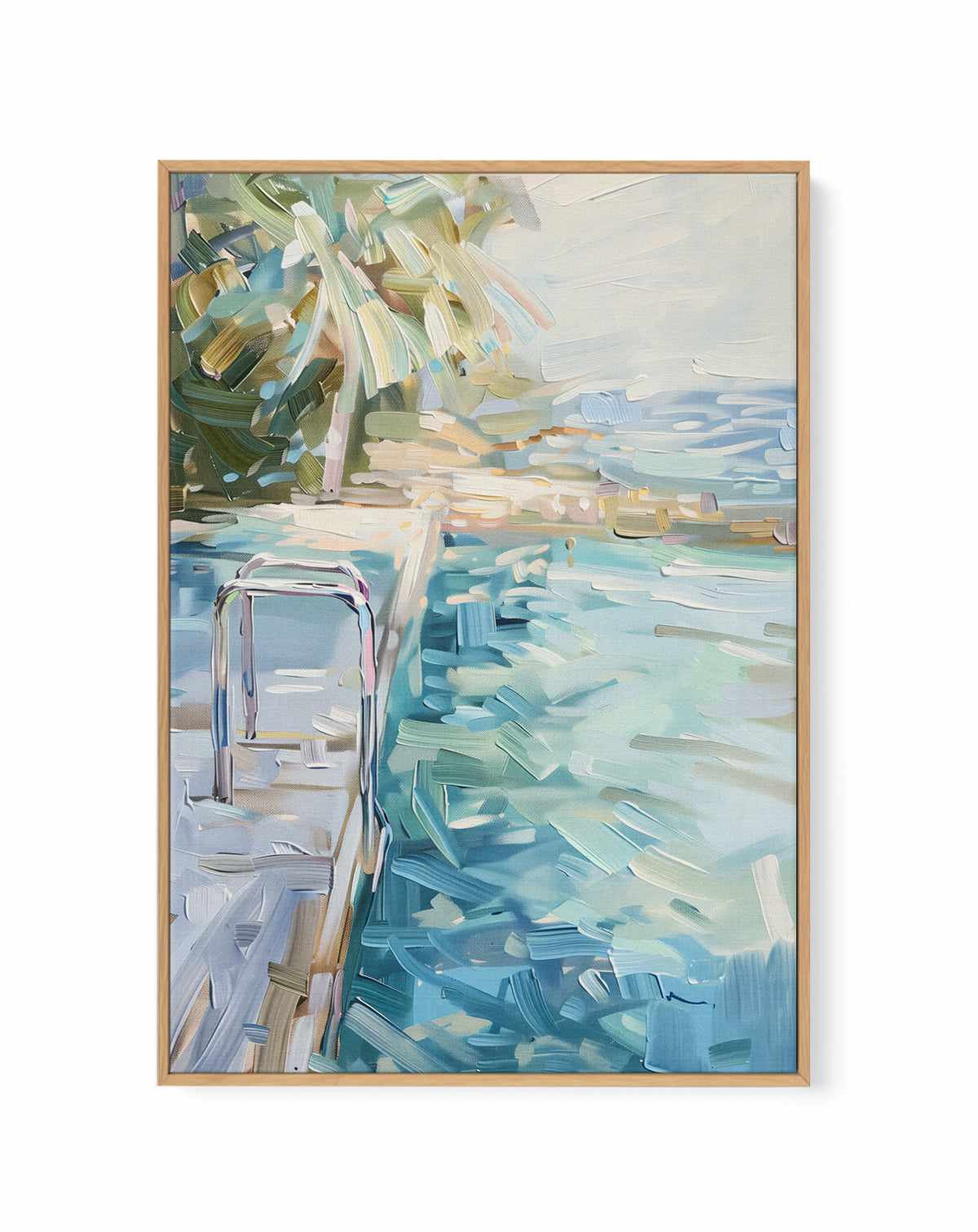 Summer Pool View No II | Framed Canvas Art Print