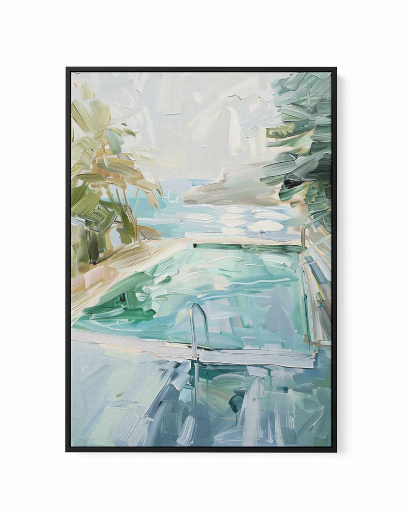 Summer Pool View No III | Framed Canvas Art Print