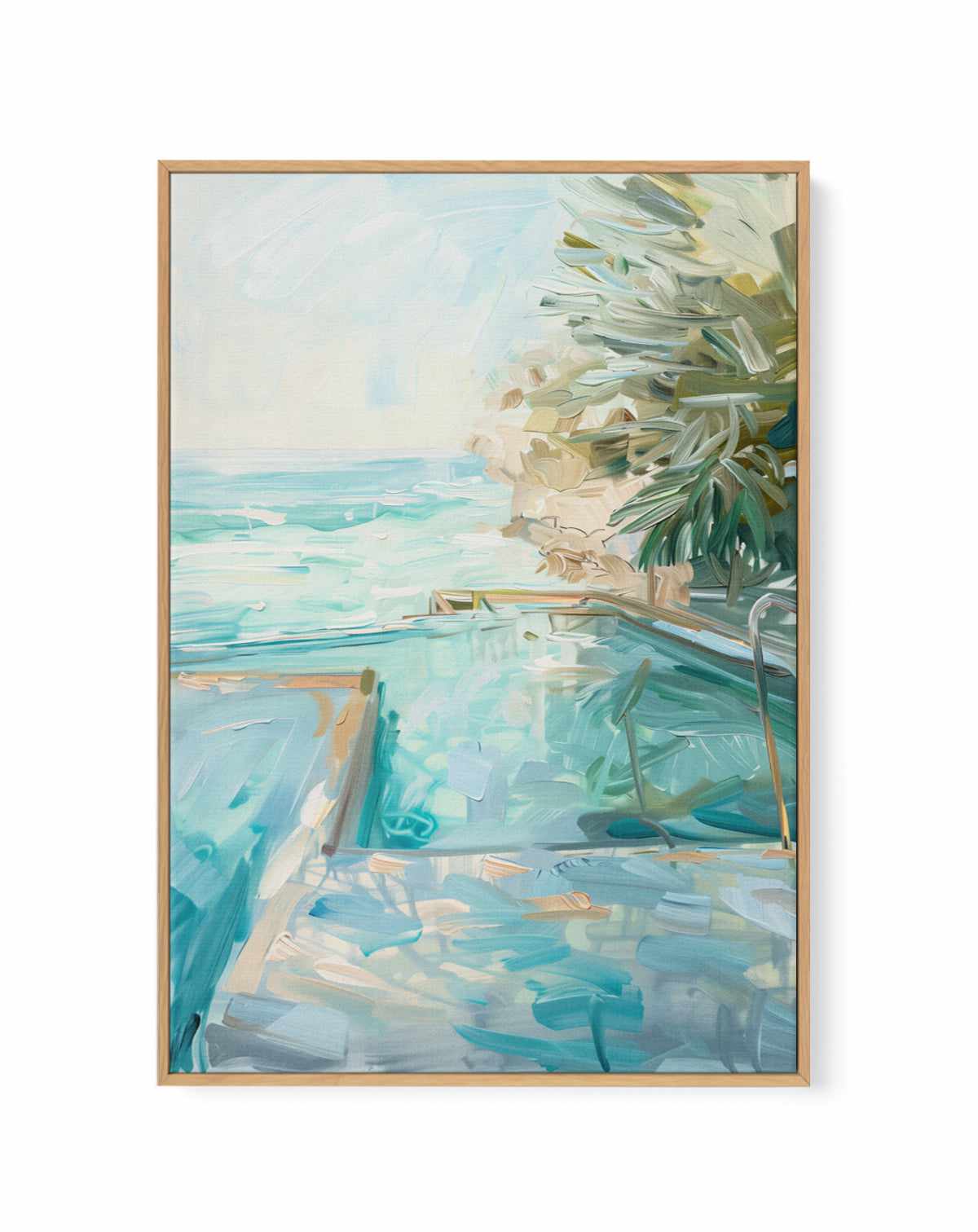 Summer Pool View No V | Framed Canvas Art Print