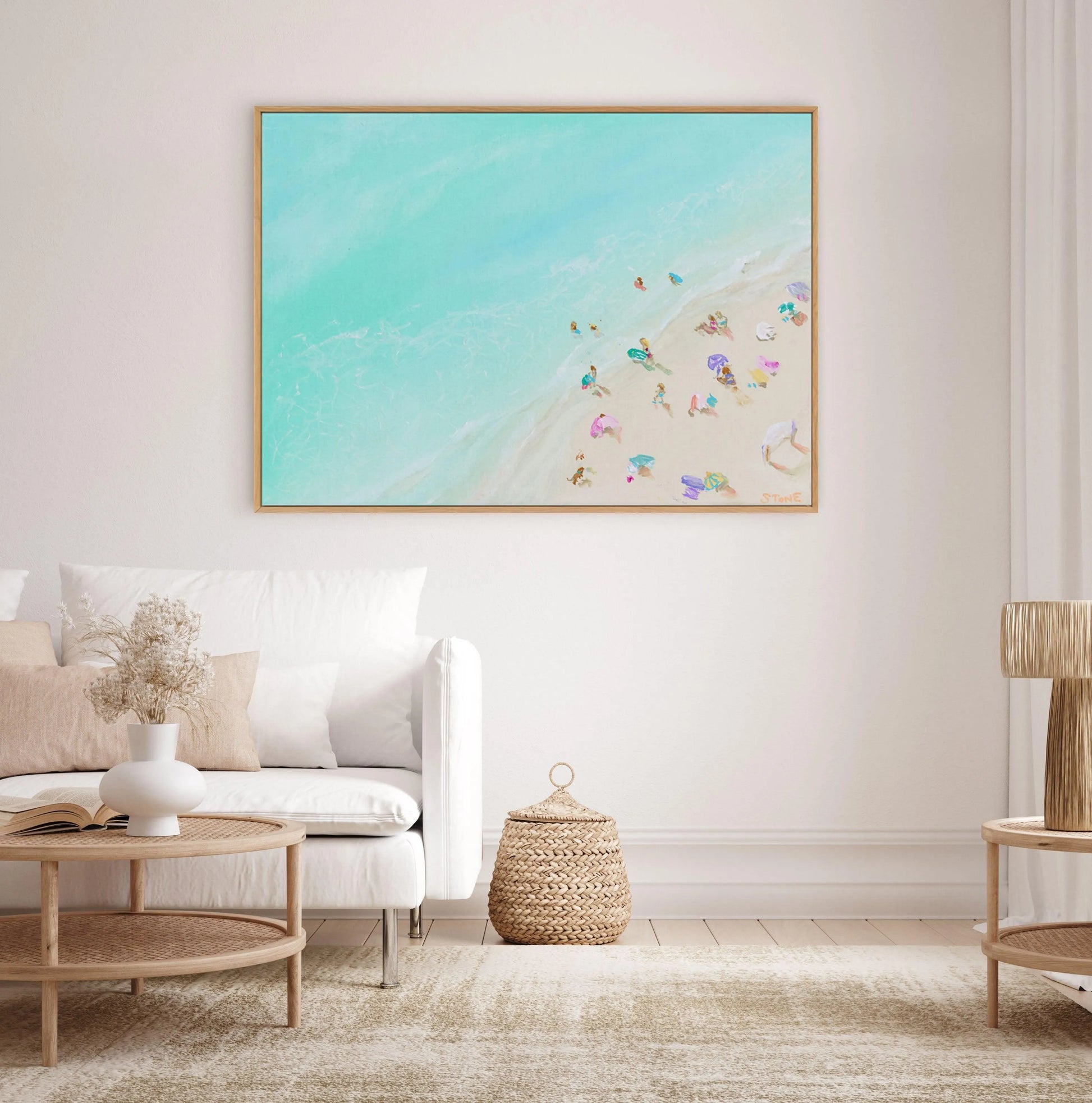 Summer in Manly by Belinda Stone | Framed Canvas-CANVAS-You can shop wall art online with Olive et Oriel for everything from abstract art to fun kids wall art. Our beautiful modern art prints and canvas art are available from large canvas prints to wall art paintings and our proudly Australian artwork collection offers only the highest quality framed large wall art and canvas art Australia - You can buy fashion photography prints or Hampton print posters and paintings on canvas from Olive et Ori