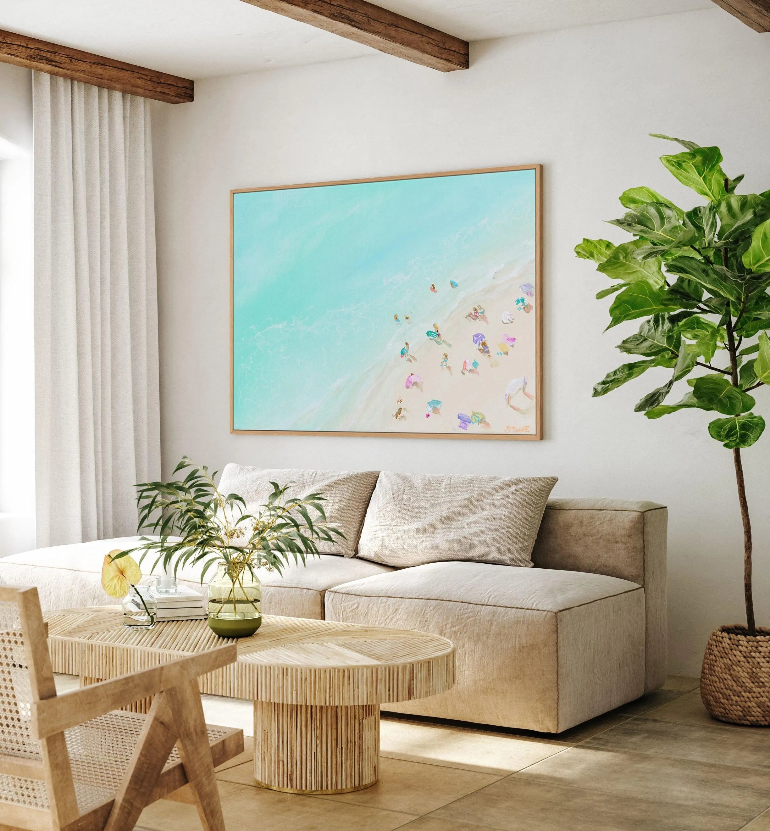 Summer in Manly by Belinda Stone | Framed Canvas-CANVAS-You can shop wall art online with Olive et Oriel for everything from abstract art to fun kids wall art. Our beautiful modern art prints and canvas art are available from large canvas prints to wall art paintings and our proudly Australian artwork collection offers only the highest quality framed large wall art and canvas art Australia - You can buy fashion photography prints or Hampton print posters and paintings on canvas from Olive et Ori