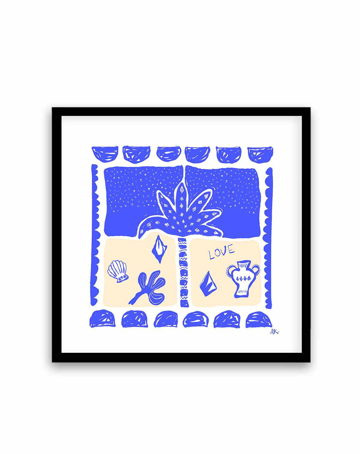 Summer Nights Deep Blue Beige by Anne Korako | Art Print