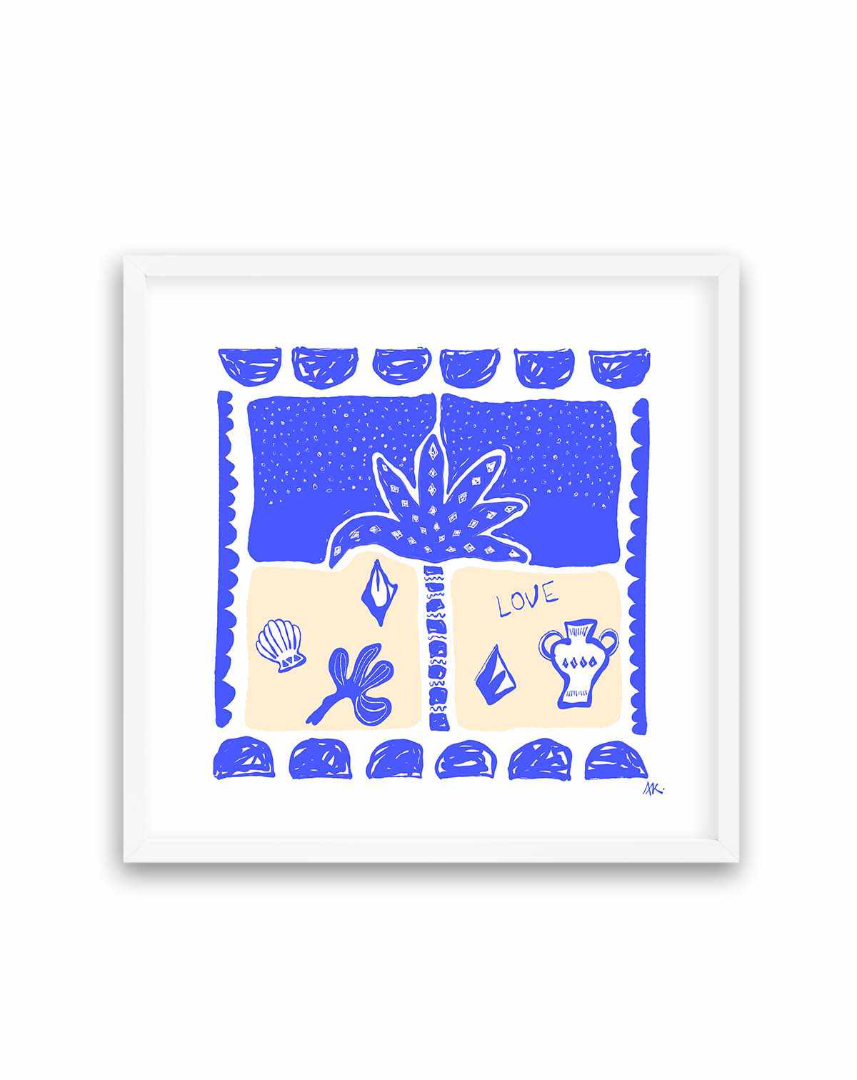 Summer Nights Deep Blue Beige by Anne Korako | Art Print