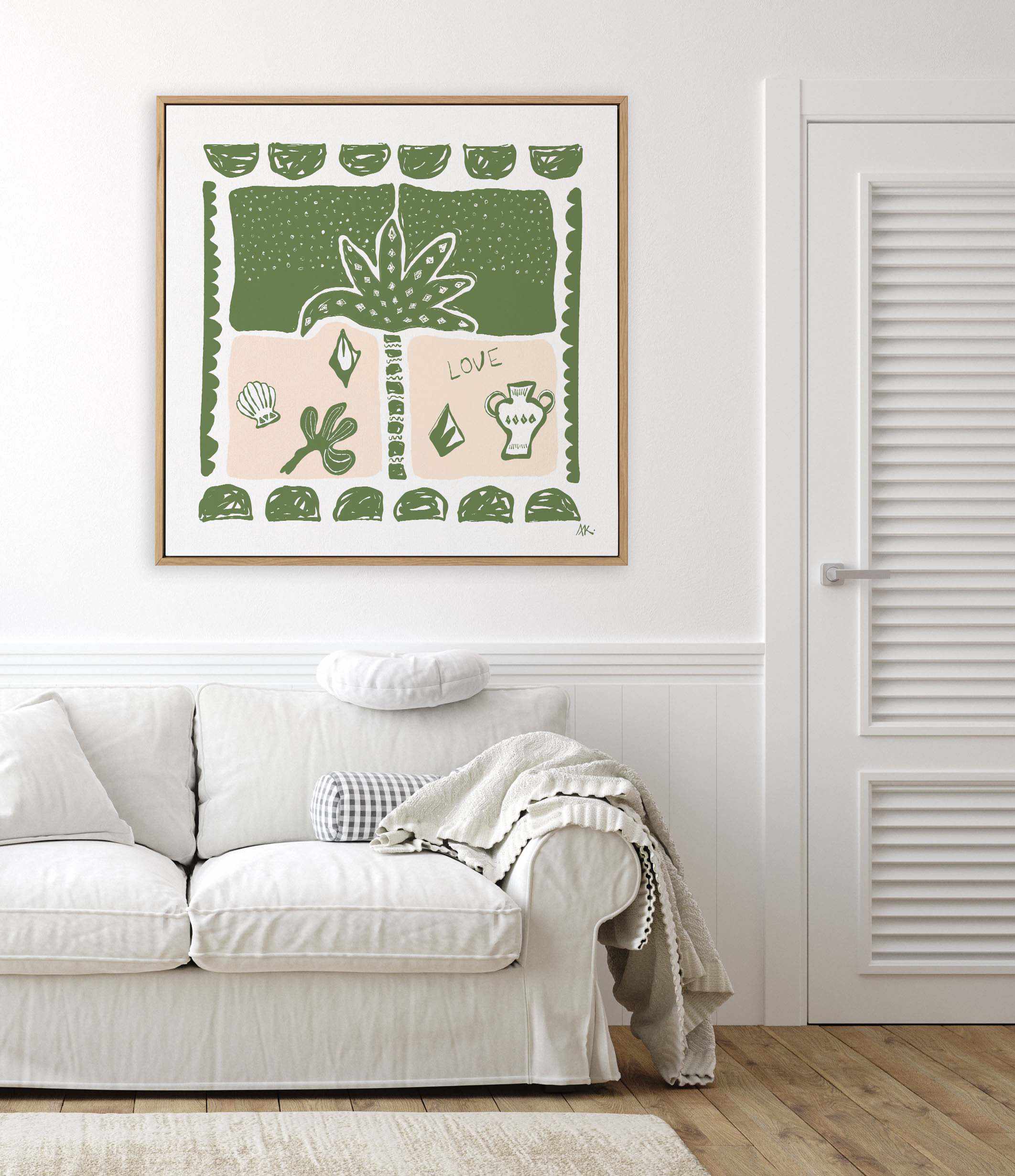 Summer Nights Forest Green by Anne Korako | Framed Canvas Art Print