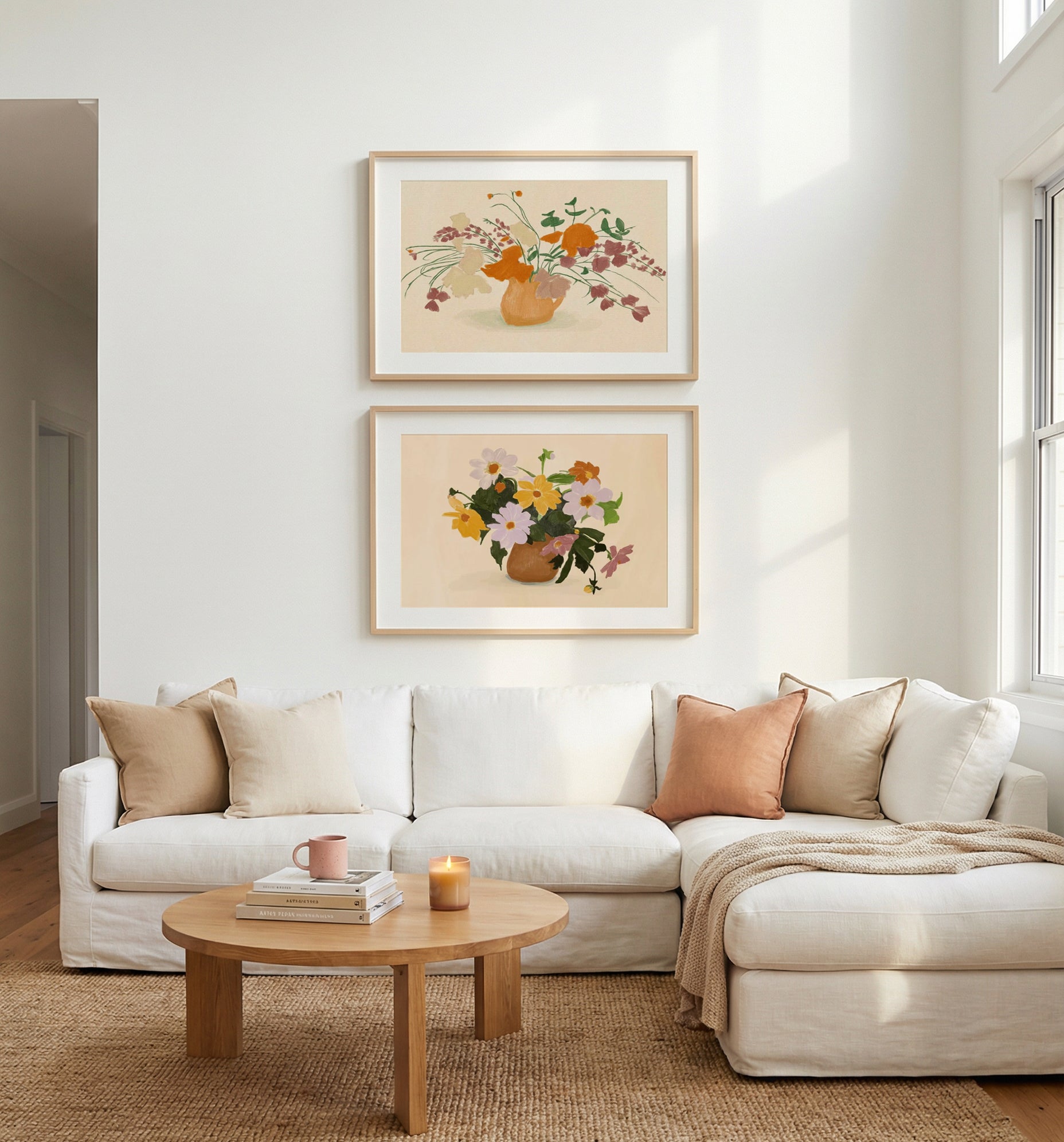 Summer Flowers & Warm Blooms by Jenny Liz Rome Art Print Set of 2 | Matching Wall Art