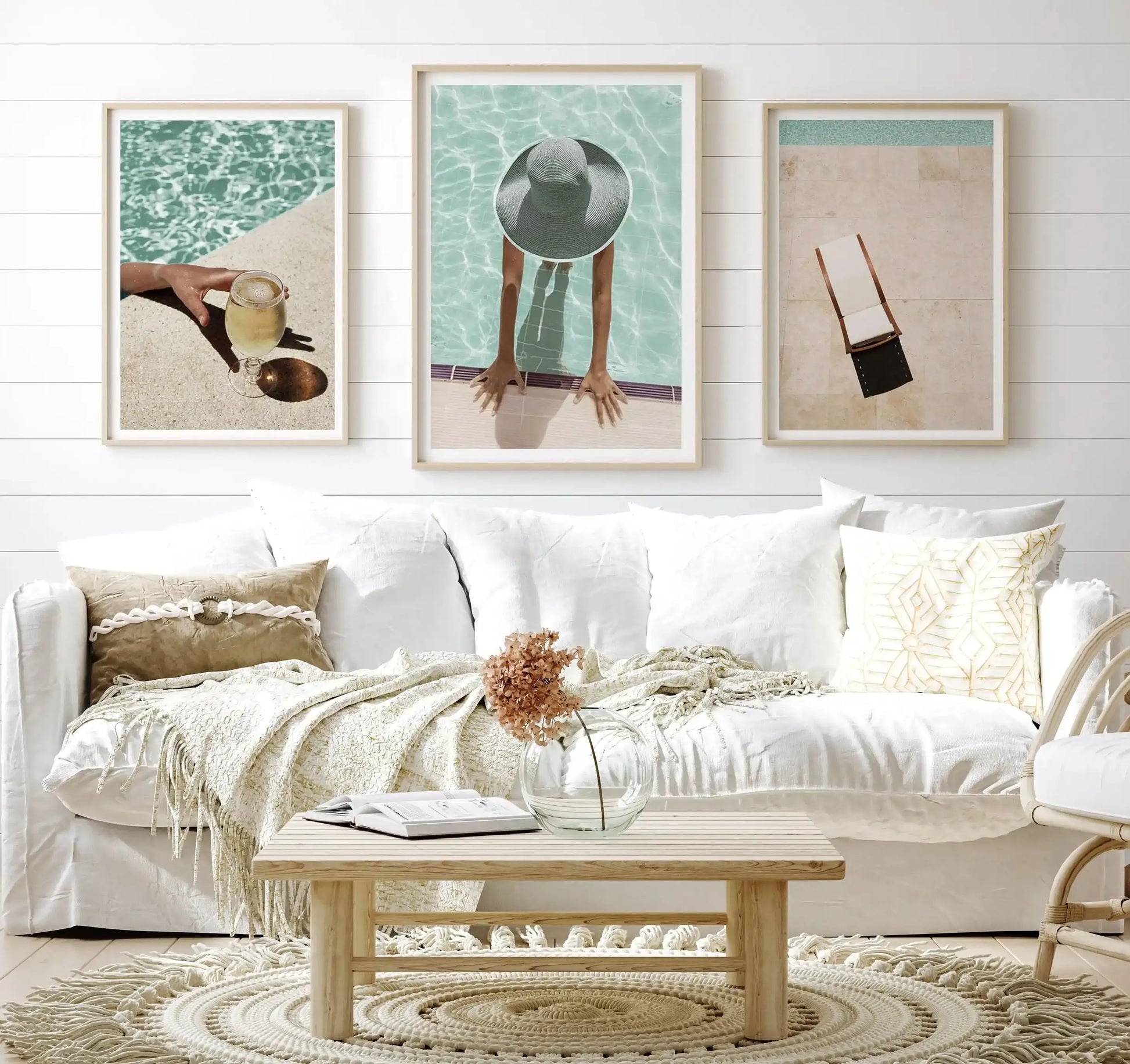 Poolside Sunbed Art Print from Olive et Oriel where you can shop wallpaper and artworks online