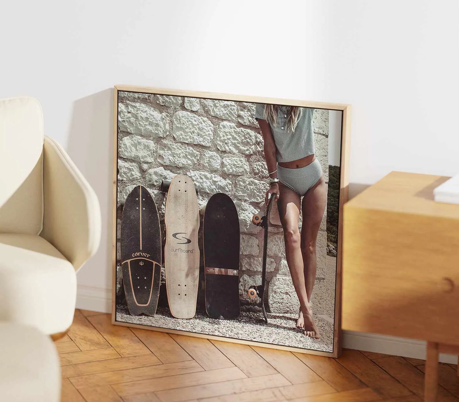 Summer Skating by Marina Brisset | Framed Canvas Art Print from Olive et Oriel where you can shop wallpaper and artworks online