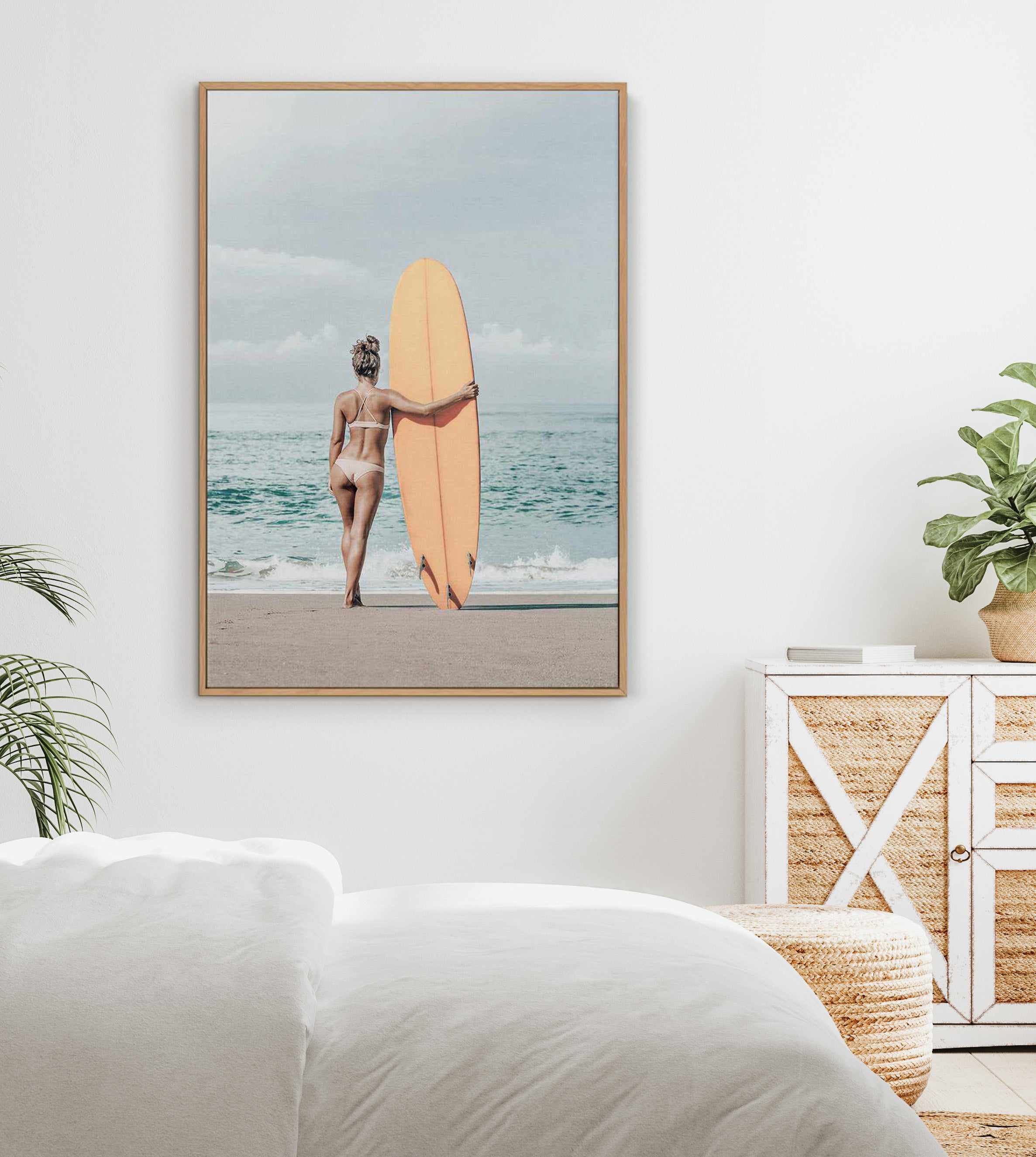 Summer Surf Check | Framed Canvas Art Print