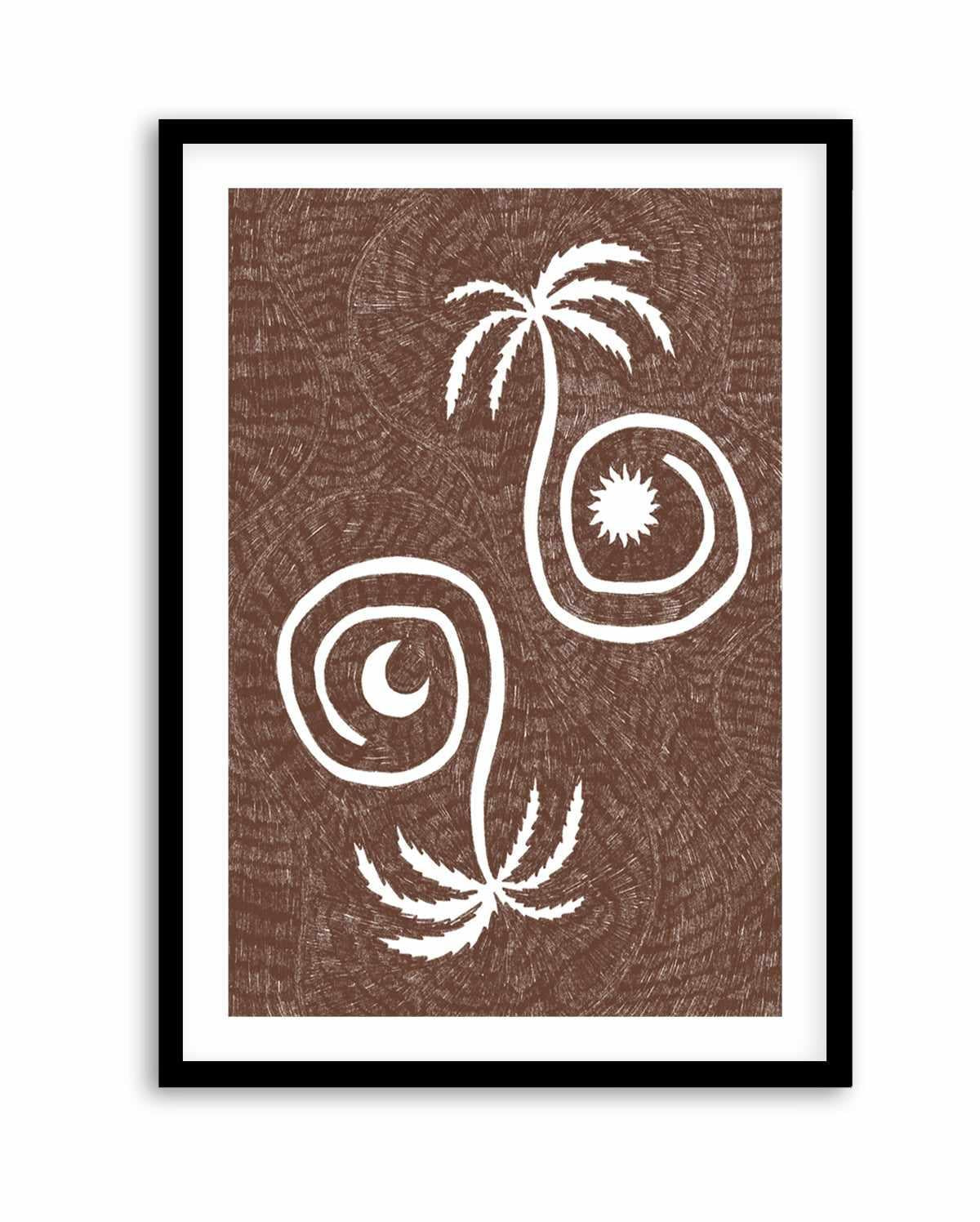 Sun Moon And Palm Trees Brown by Shatha Al Dafai | Art Print from Olive et Oriel where you can shop wallpaper and artworks online