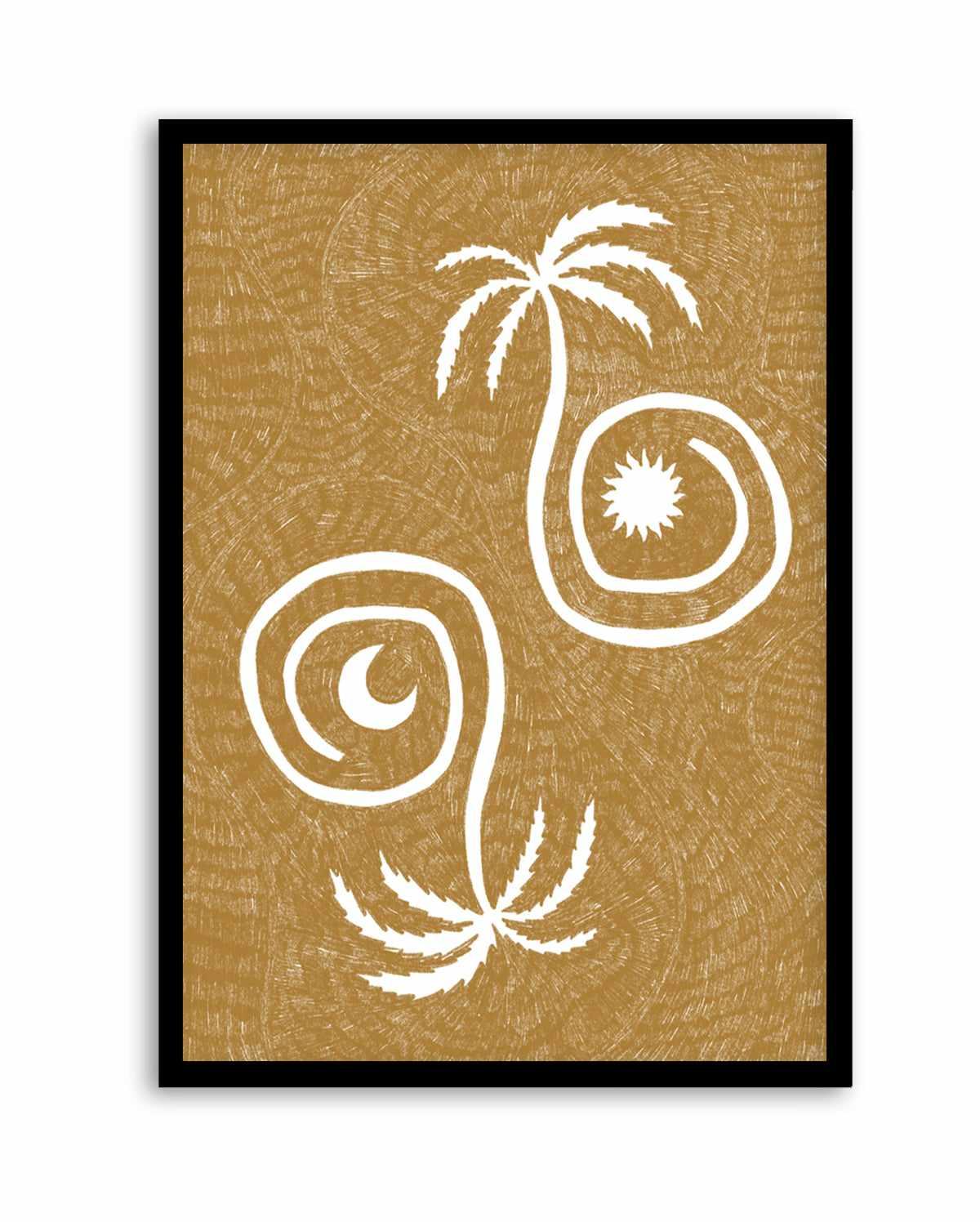 Sun Moon And Palm Trees Yellow by Shatha Al Dafai | Art Print from Olive et Oriel where you can shop wallpaper and artworks online