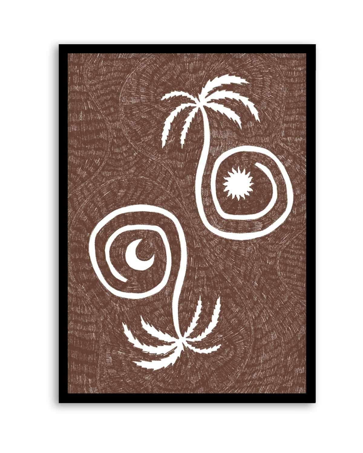 Sun Moon And Palm Trees Brown by Shatha Al Dafai | Art Print from Olive et Oriel where you can shop wallpaper and artworks online