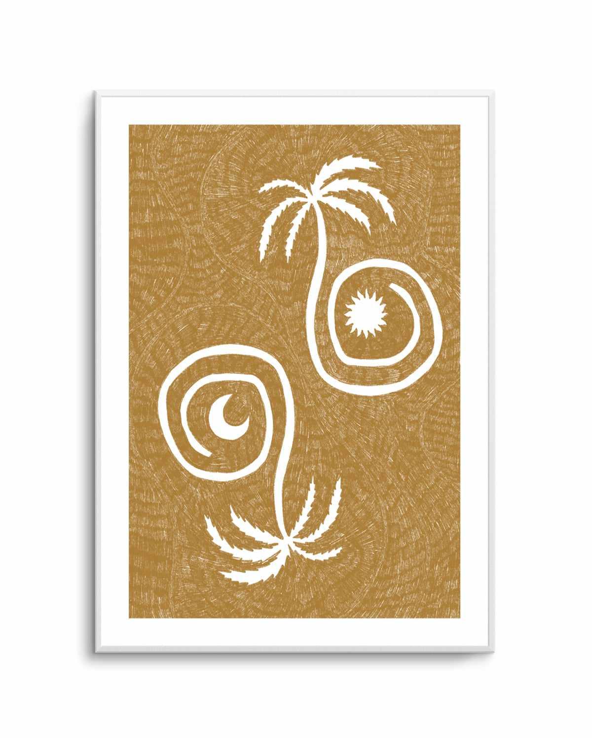 Sun Moon And Palm Trees Yellow by Shatha Al Dafai | Art Print from Olive et Oriel where you can shop wallpaper and artworks online
