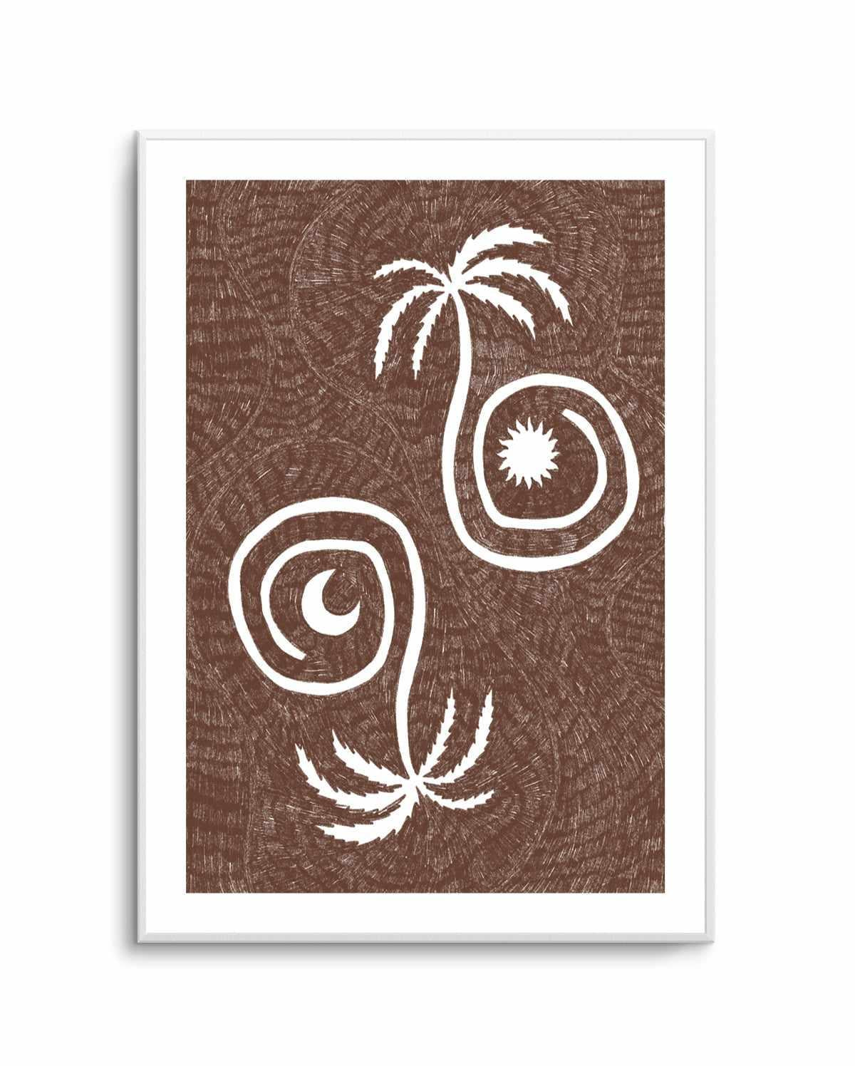 Sun Moon And Palm Trees Brown by Shatha Al Dafai | Art Print from Olive et Oriel where you can shop wallpaper and artworks online