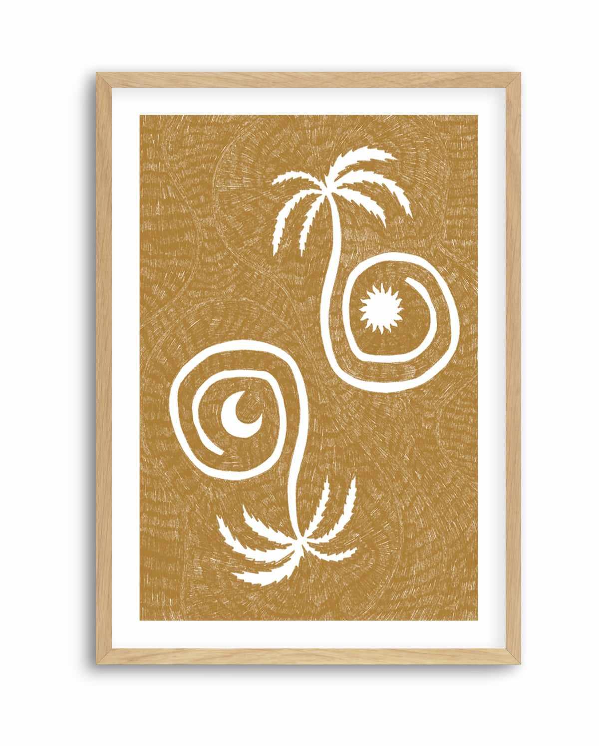 Sun Moon And Palm Trees Yellow by Shatha Al Dafai | Art Print from Olive et Oriel where you can shop wallpaper and artworks online