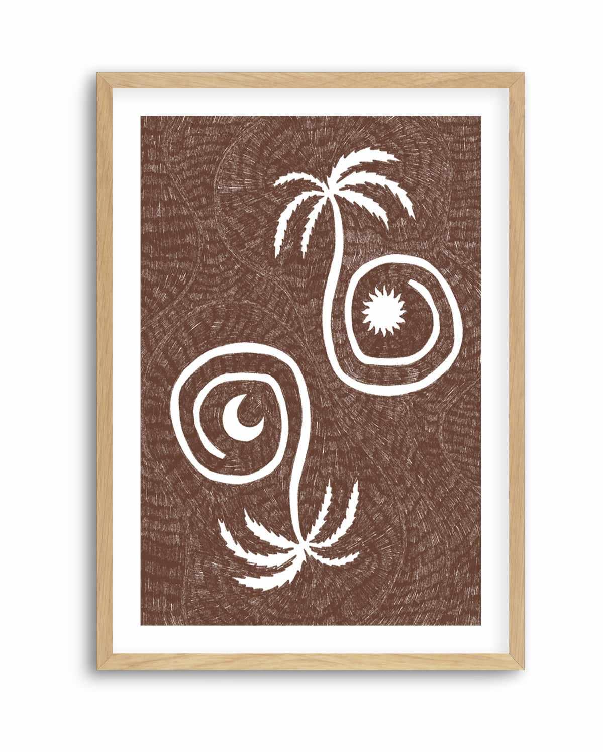 Sun Moon And Palm Trees Brown by Shatha Al Dafai | Art Print from Olive et Oriel where you can shop wallpaper and artworks online
