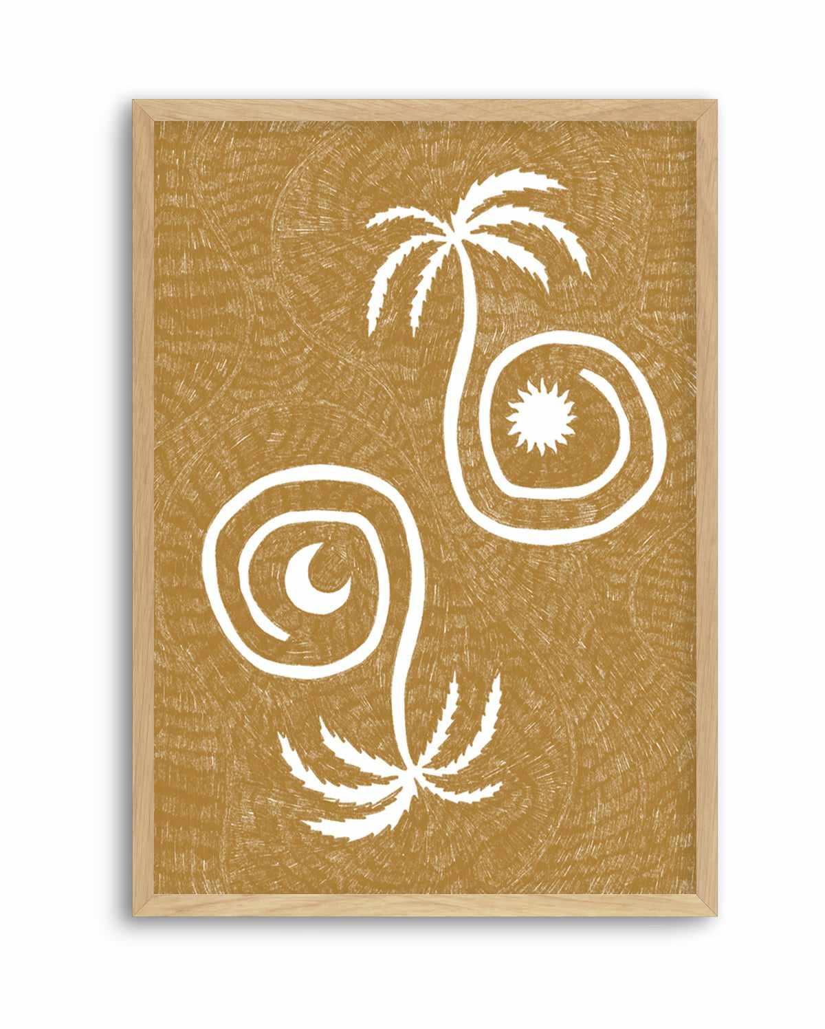 Sun Moon And Palm Trees Yellow by Shatha Al Dafai | Art Print from Olive et Oriel where you can shop wallpaper and artworks online