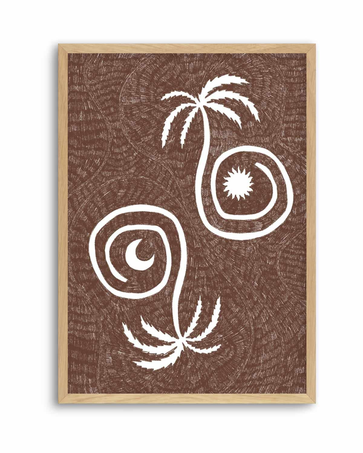 Sun Moon And Palm Trees Brown by Shatha Al Dafai | Art Print from Olive et Oriel where you can shop wallpaper and artworks online