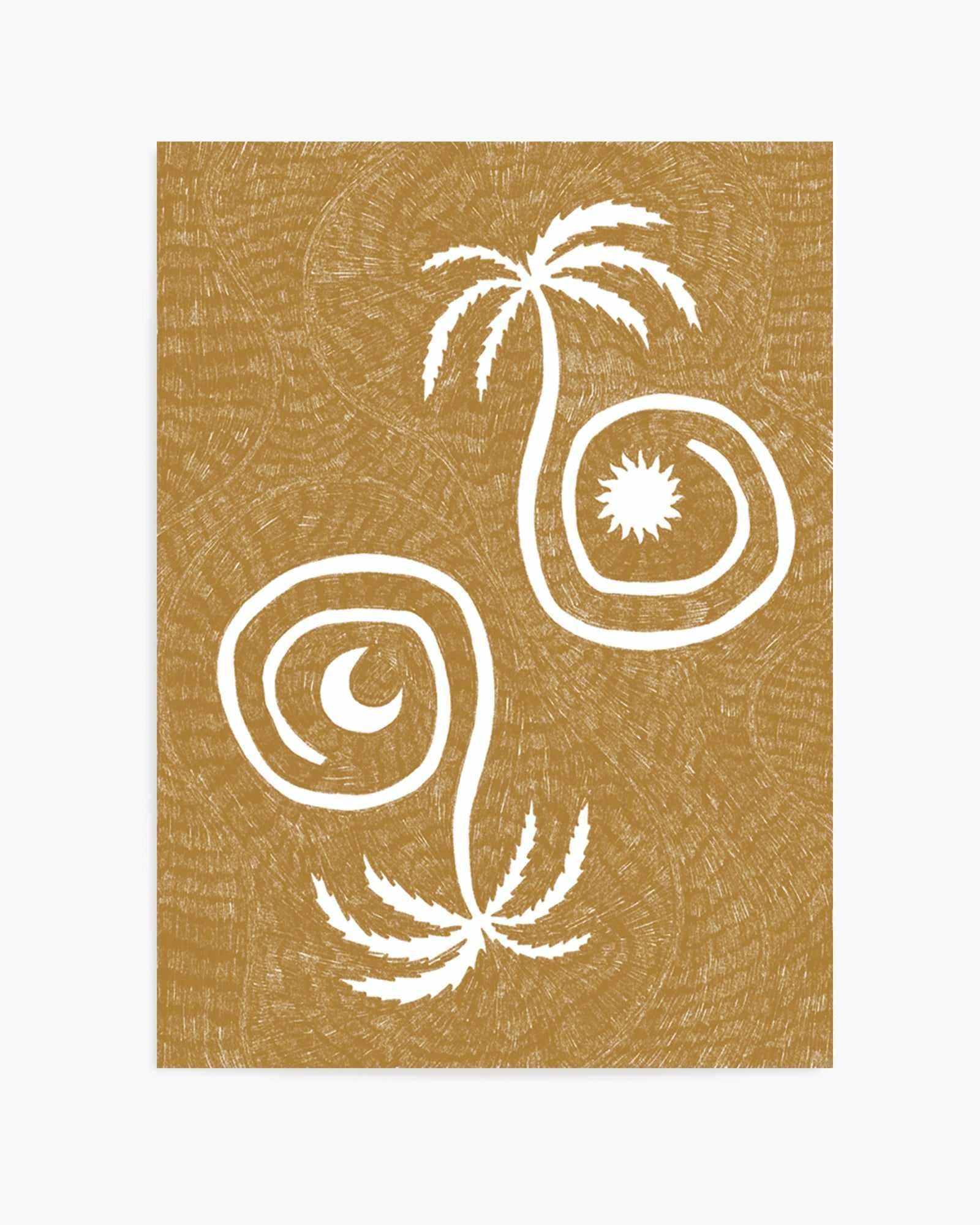 Sun Moon And Palm Trees Yellow by Shatha Al Dafai | Art Print from Olive et Oriel where you can shop wallpaper and artworks online