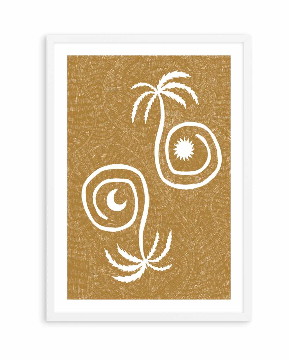 Sun Moon And Palm Trees Yellow by Shatha Al Dafai | Art Print from Olive et Oriel where you can shop wallpaper and artworks online
