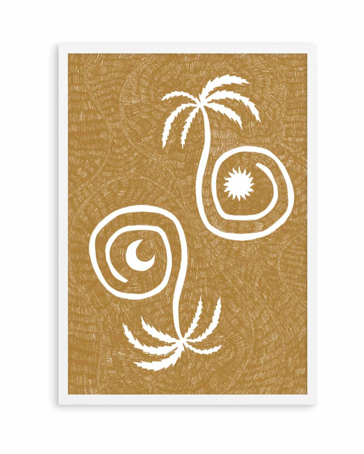Sun Moon And Palm Trees Yellow by Shatha Al Dafai | Art Print from Olive et Oriel where you can shop wallpaper and artworks online
