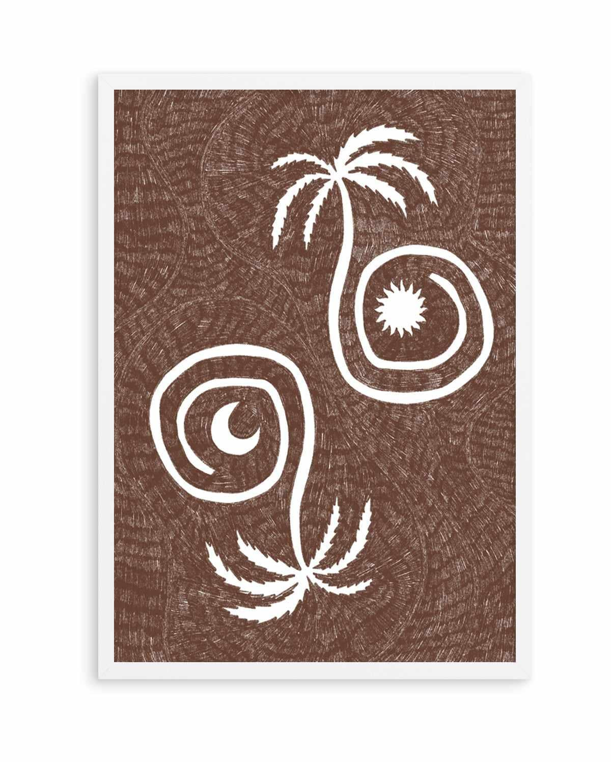 Sun Moon And Palm Trees Brown by Shatha Al Dafai | Art Print from Olive et Oriel where you can shop wallpaper and artworks online