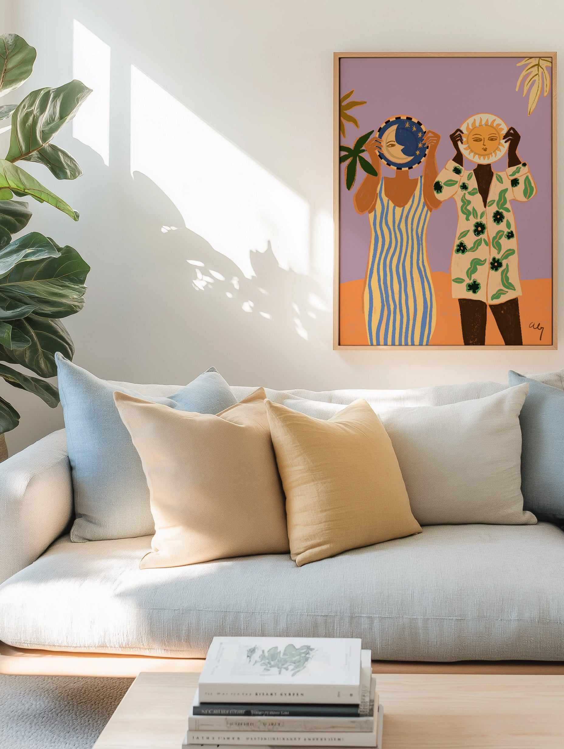 Sun & Moon by Arty Guava | Framed Canvas Art Print from Olive et Oriel where you can shop wallpaper and artworks online