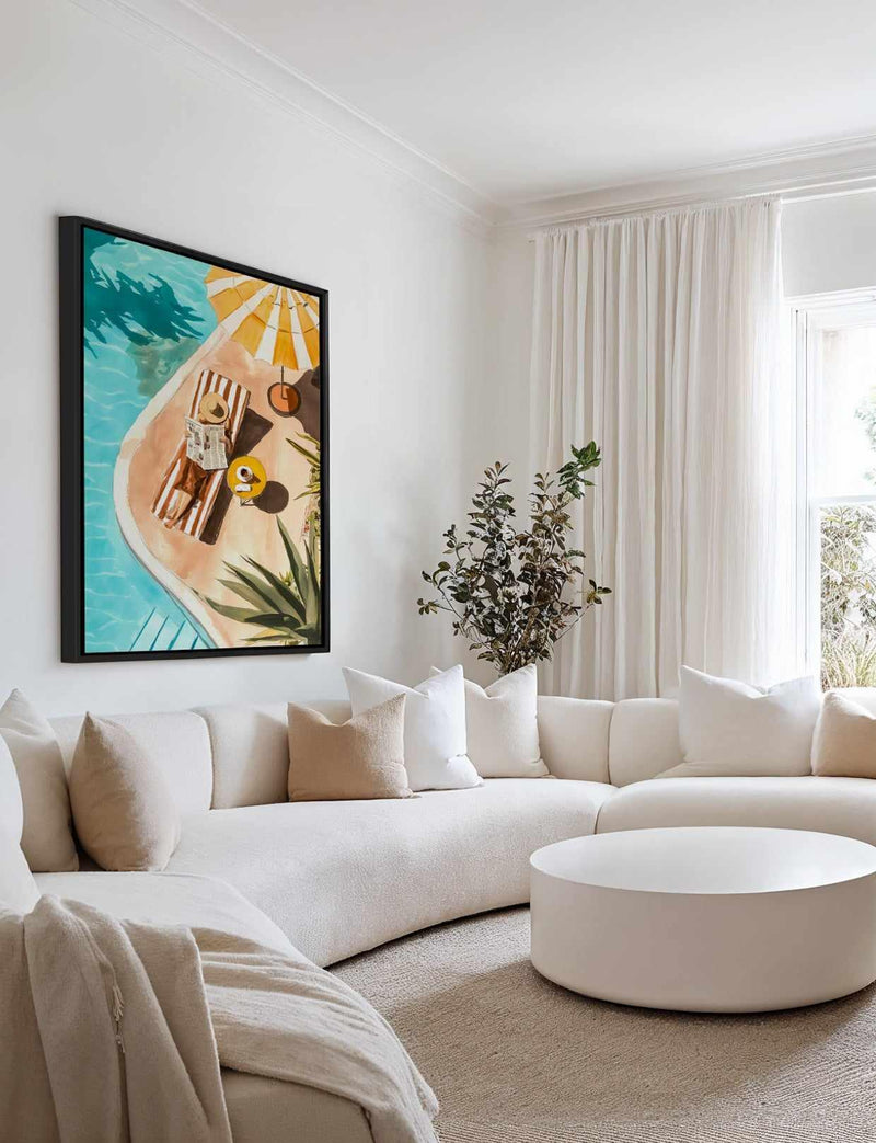 Sunbathers Delight | Framed Canvas Art Print from Olive et Oriel where you can shop wallpaper and artworks online