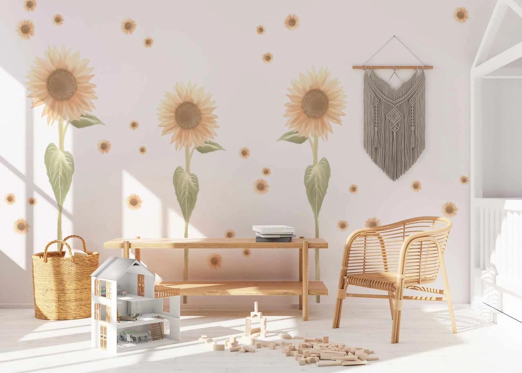 Sunflower Decal Set-Decals-Olive et Oriel-Decorate your kids bedroom wall decor with removable wall decals, these fabric kids decals are a great way to add colour and update your children's bedroom. Available as girls wall decals or boys wall decals, there are also nursery decals.