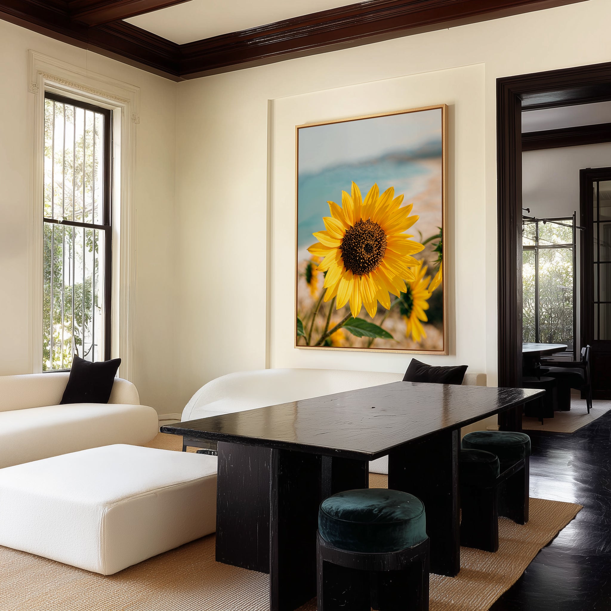 Sunflowers By the Sea 02 | Framed Canvas Art Print